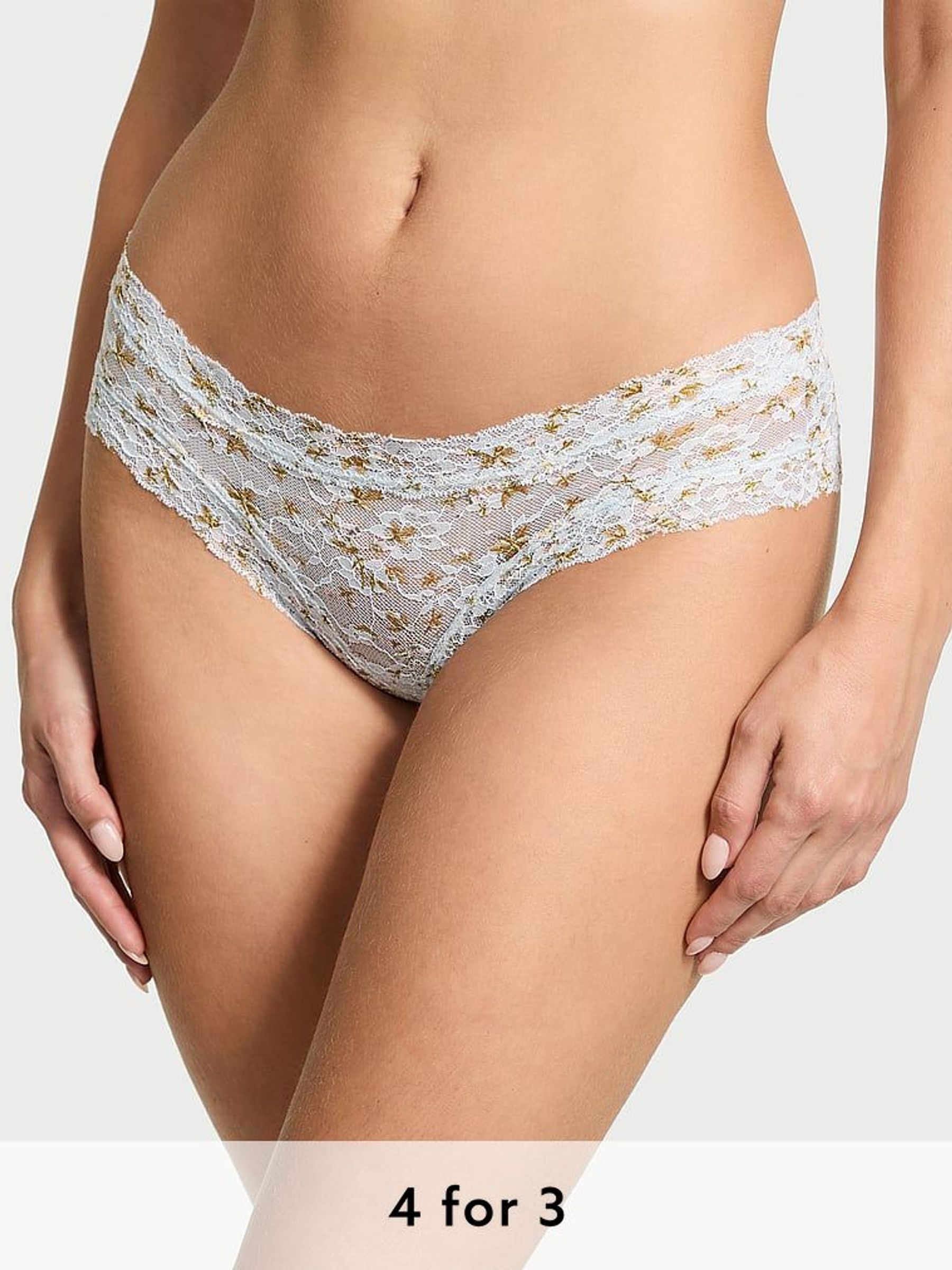 Palest Blue Floral Cheeky Knickers (AV1057) | £9