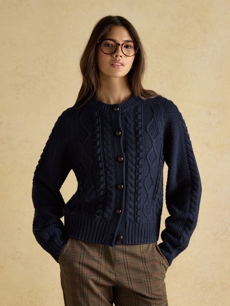 Rafferty Navy Cable Knit Cardigan