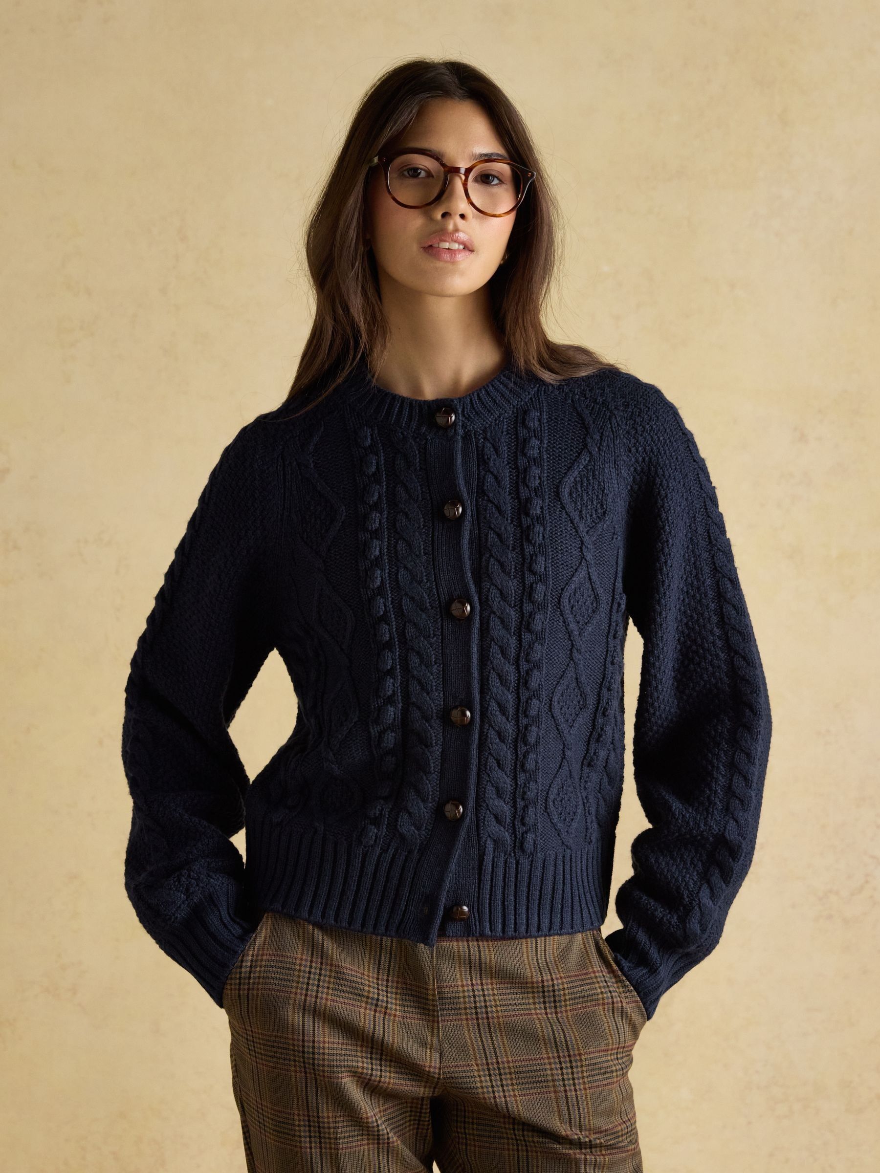 Rafferty Navy Cable Knit Cardigan (AV1068) | £69