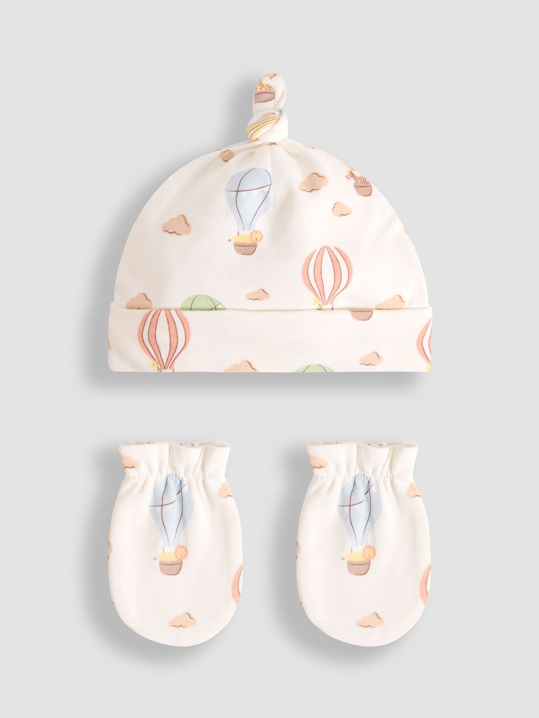 Cream Cotton 2-Piece Baby Hat and Mittens Set (AV1779) | £9.50