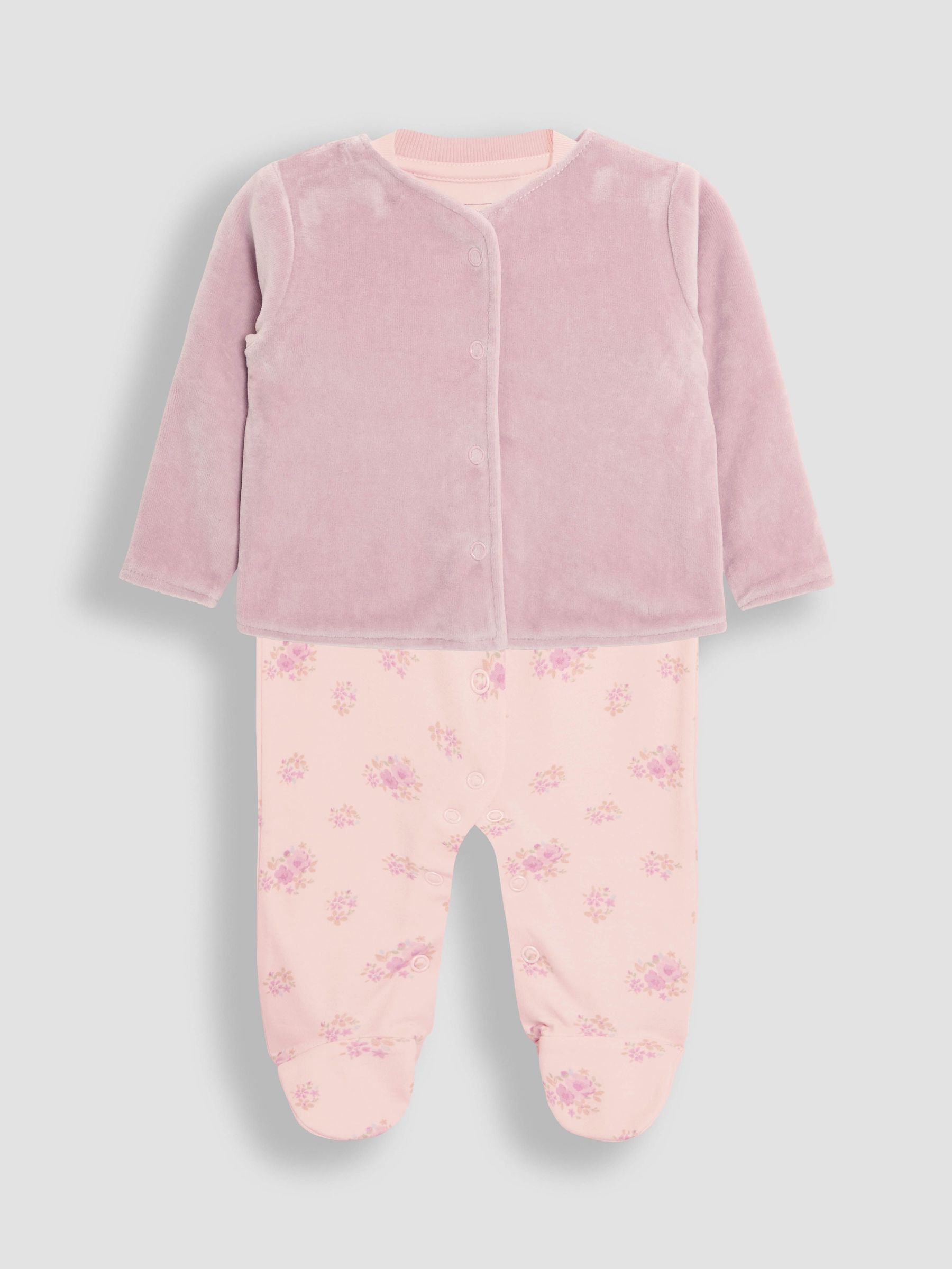 Floral 2-Piece Footed Sleepsuit & Velour Jacket Set (AV1780) | £28