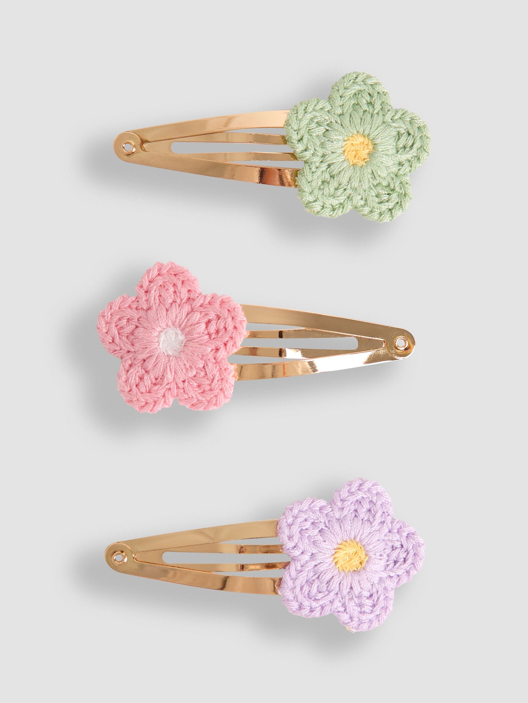 Pastel 3-Pack Crochet Flower Clips (AV1797) | £7.50