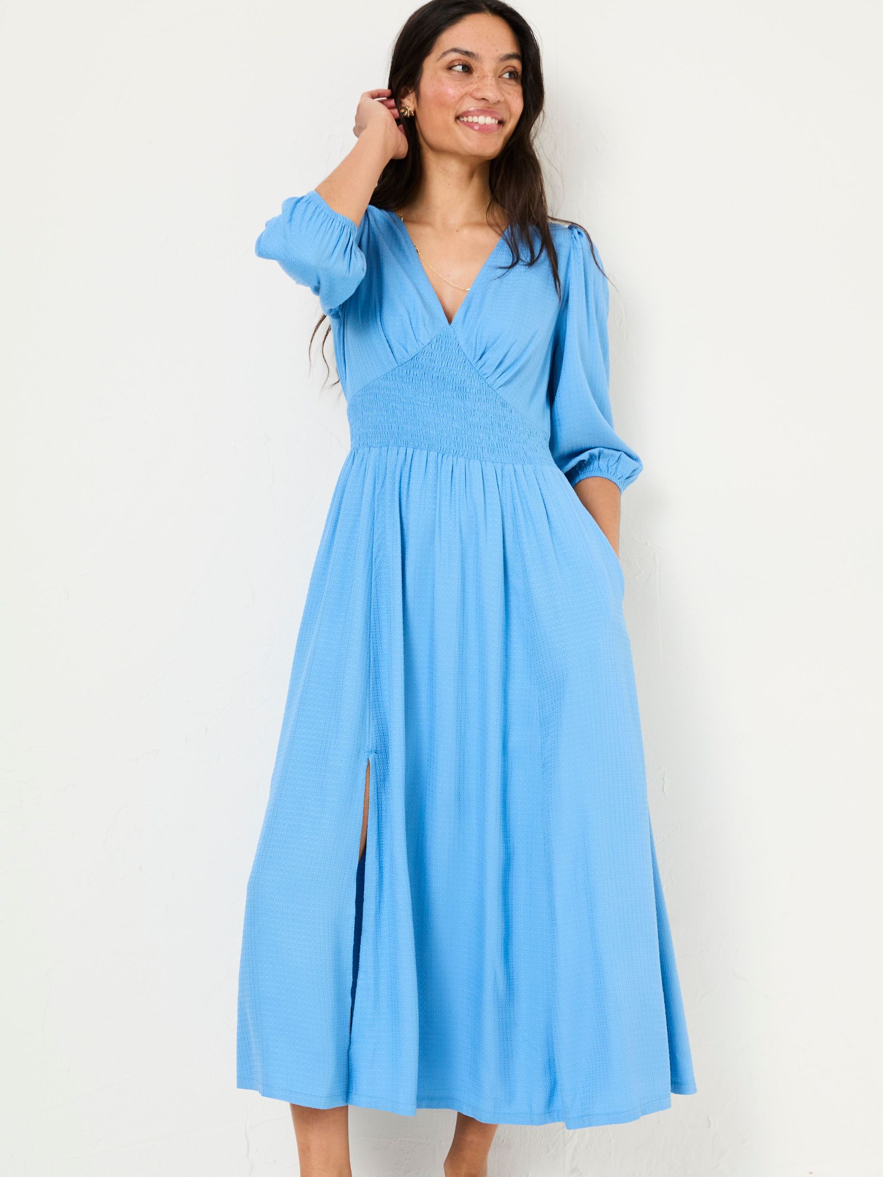 Bright Blue Rene Textured Midi Dress (AV2456) | £69