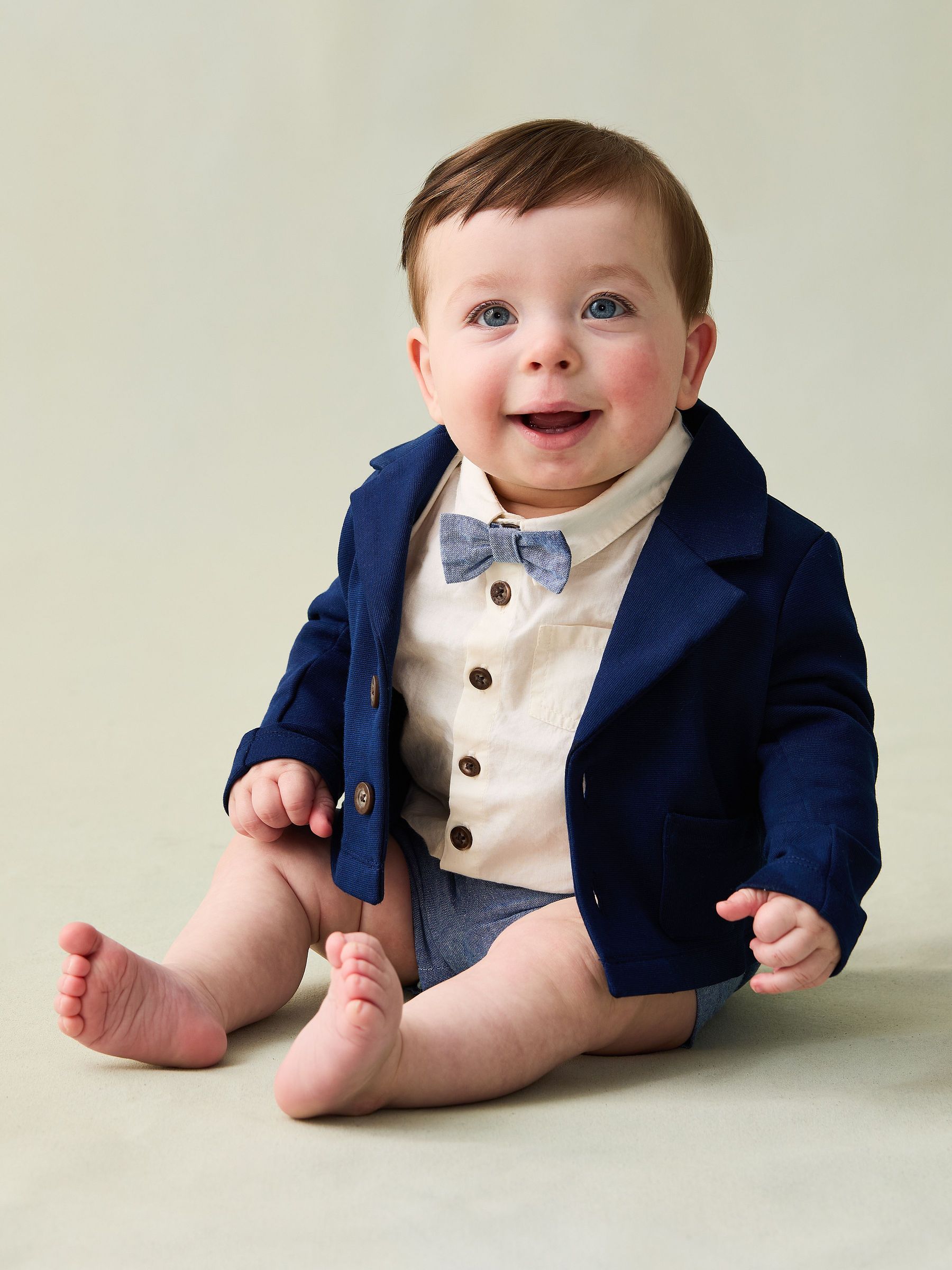 Navy Blue 4-Piece Shirt & Trousers Set With Blazer & Bow Tie (AV2756) | £45 - £49