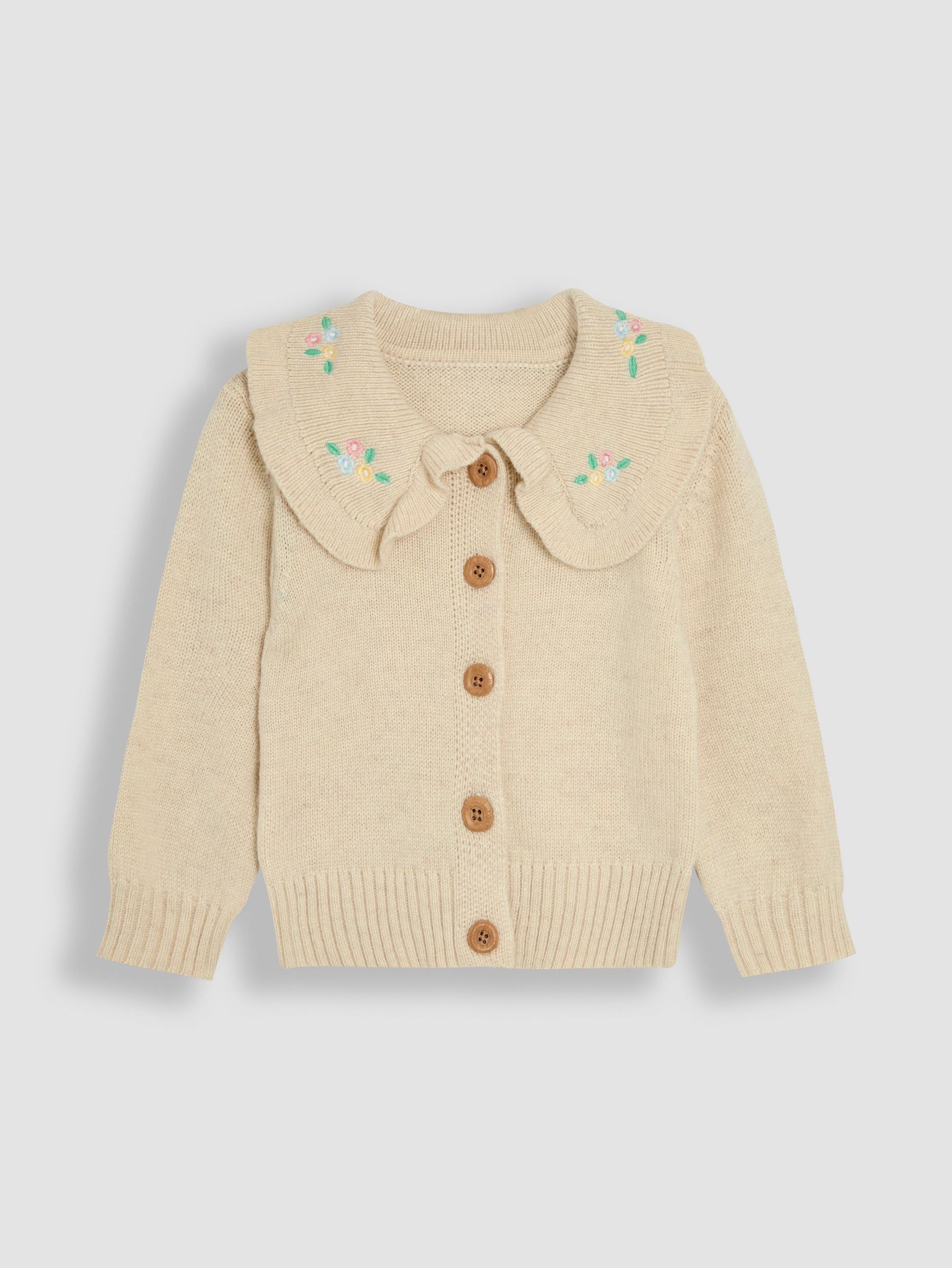 Natural Frill Embroidered Collar Cardigan (AV5321) | £25 - £28