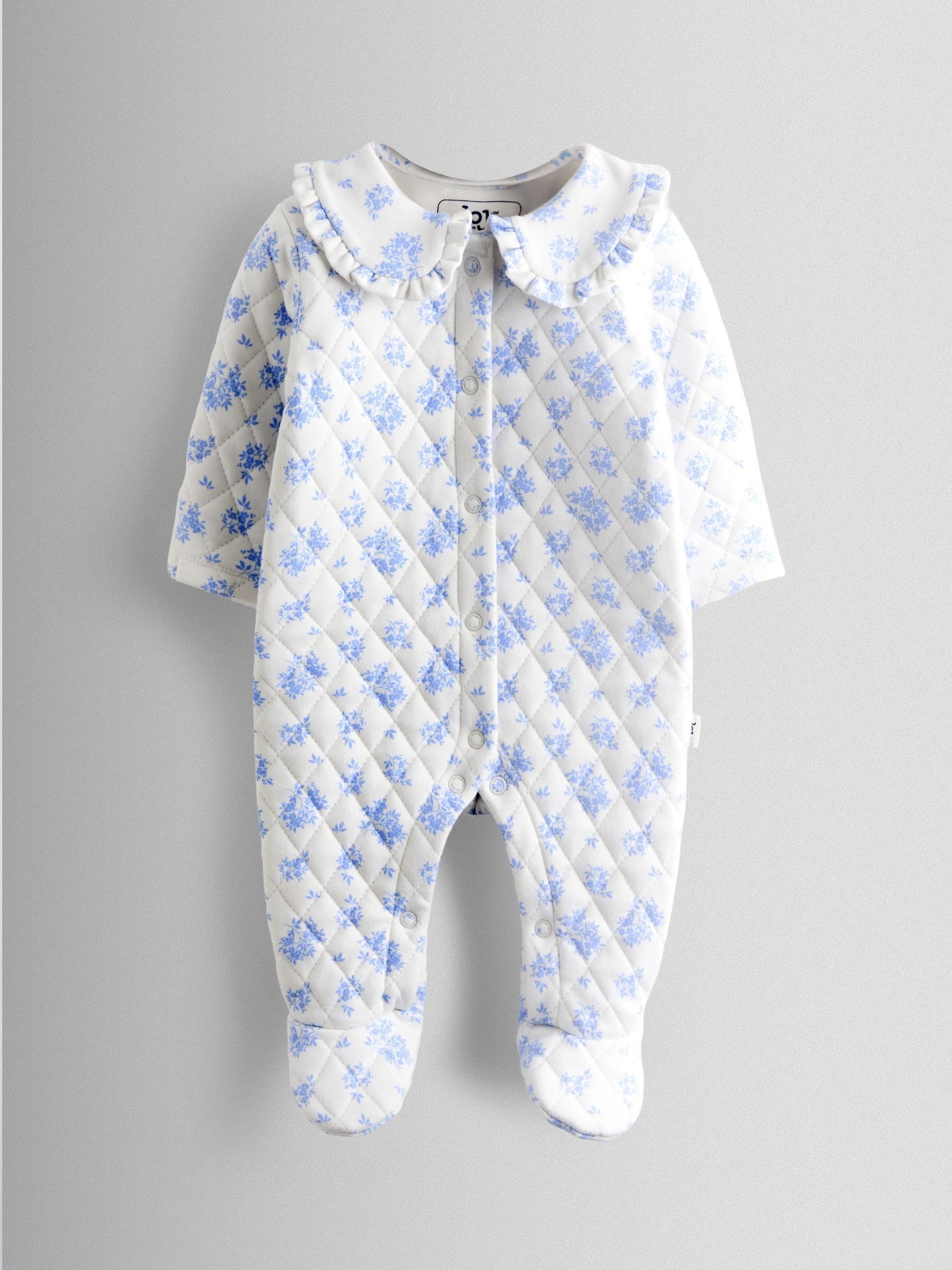 Ecru Floral Print Quilted Sleepsuit (AV5360) | £24