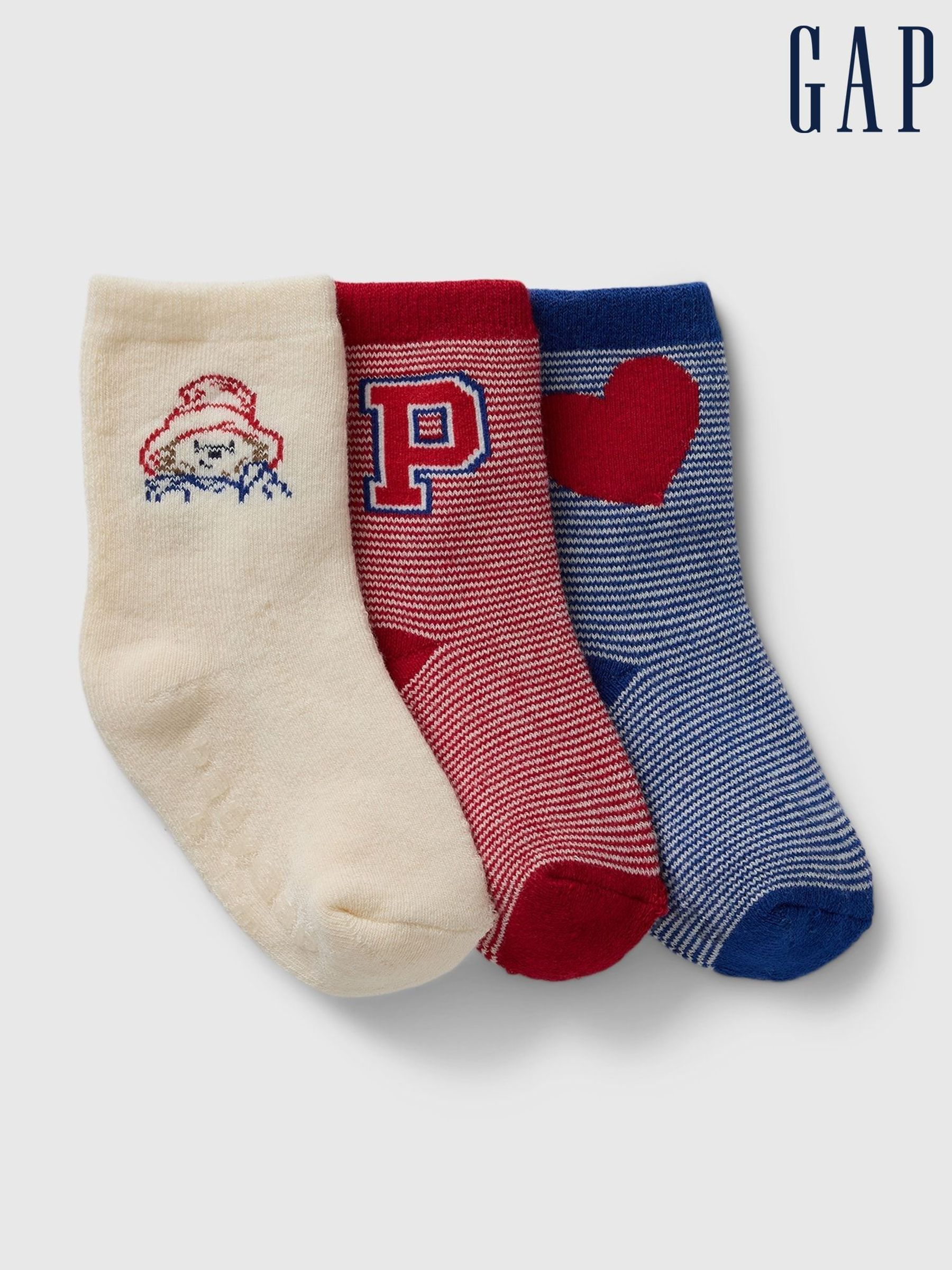 Red Paddington Organic Cotton Crew Socks (3-Pack) (Newborn-24mths) (AV6736) | £10