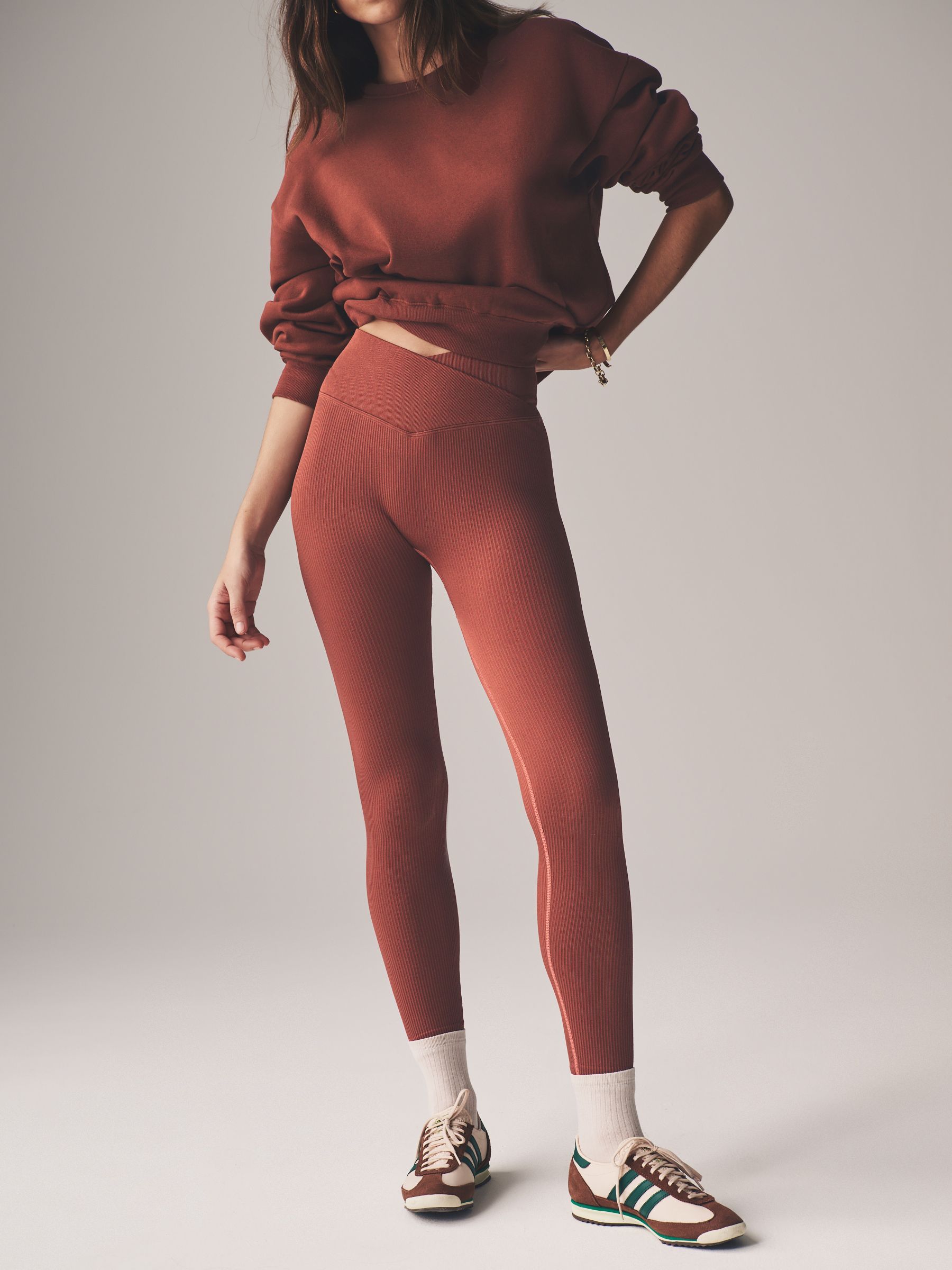 Brown/Pink/Neutral - 3 Pack Ribbed Seamless Leggings (AV7370) | £30