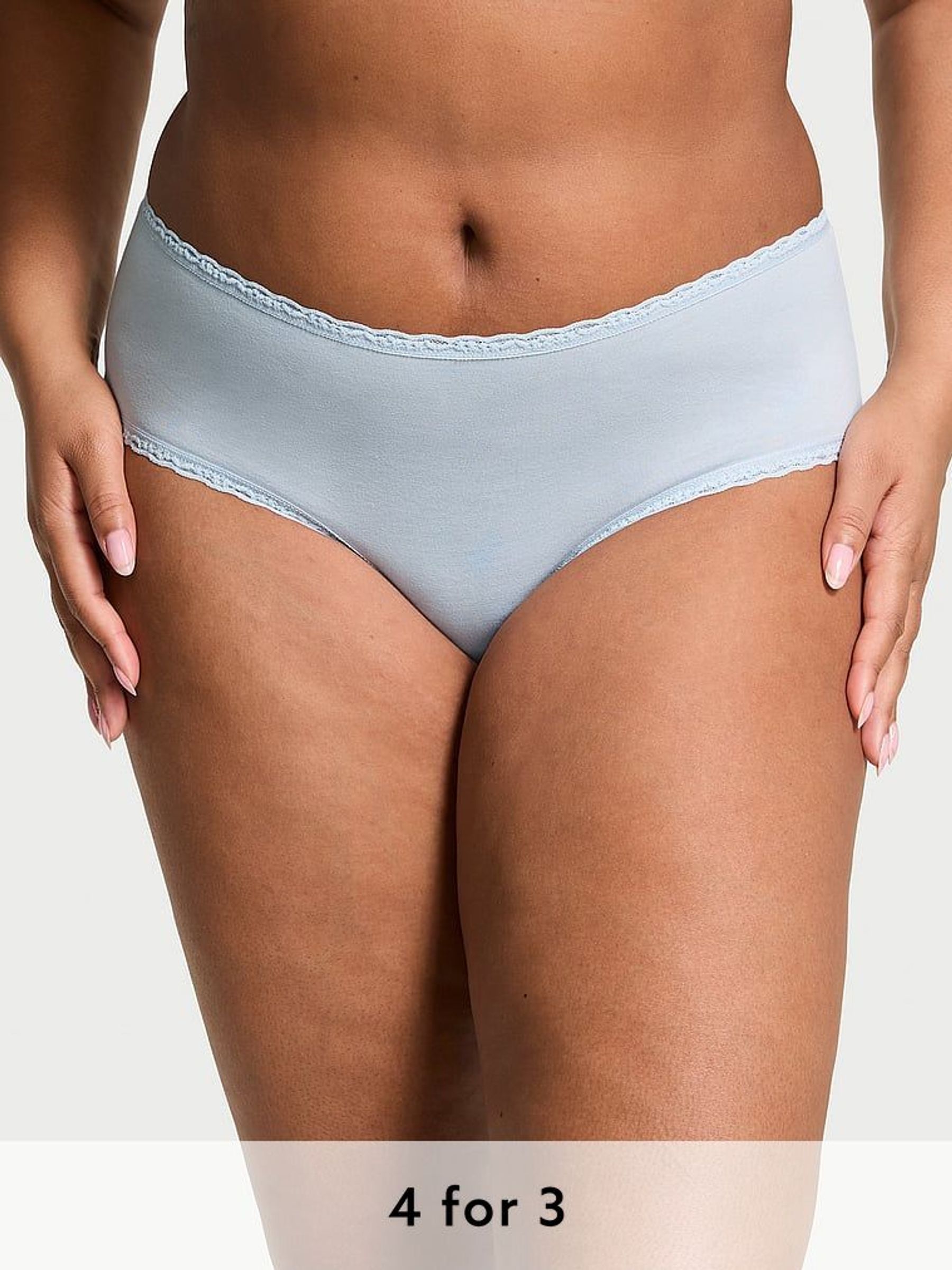 Palest Blue Cheeky Cotton Lace Waist Knickers (AV7551) | £9