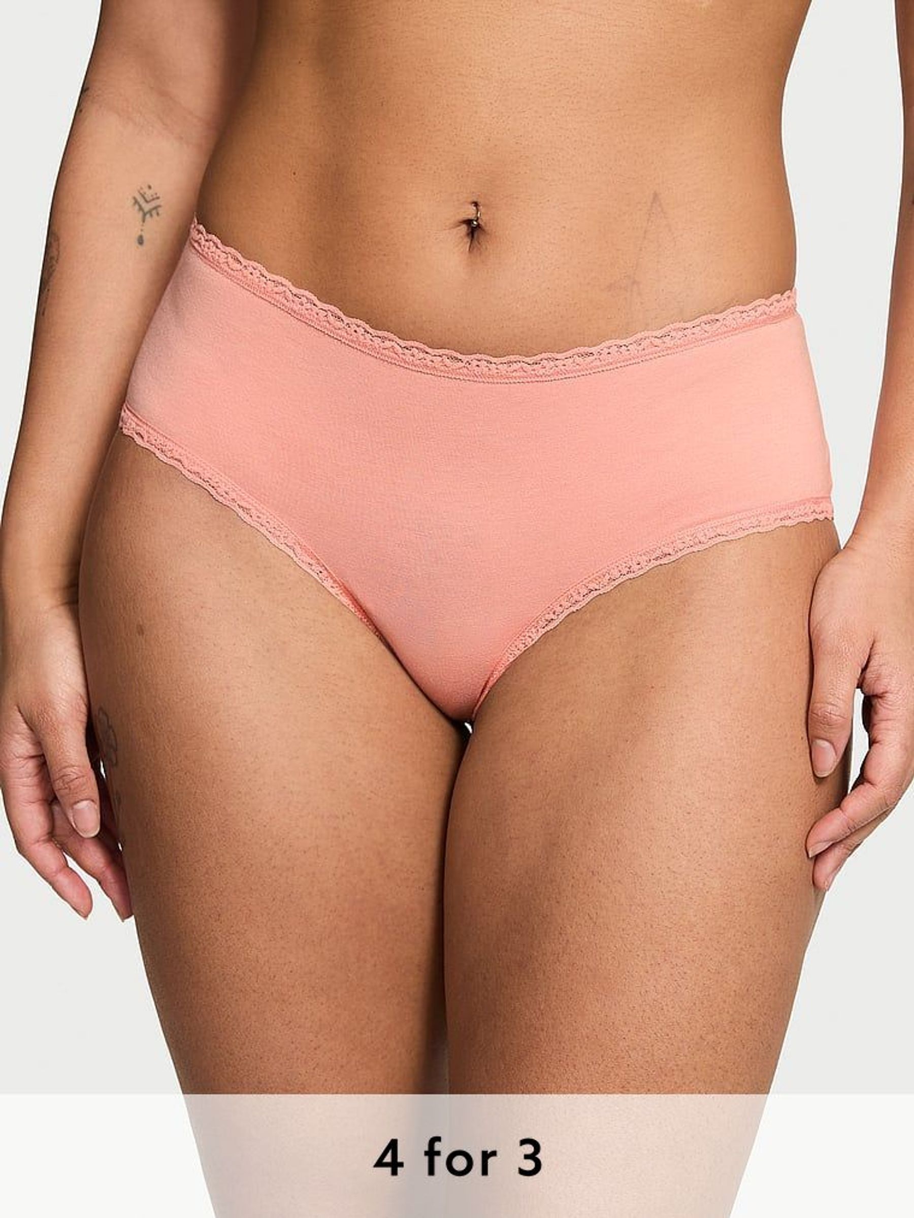 Peachy Orange Cheeky Cotton Lace Waist Knickers (AV7557) | £9