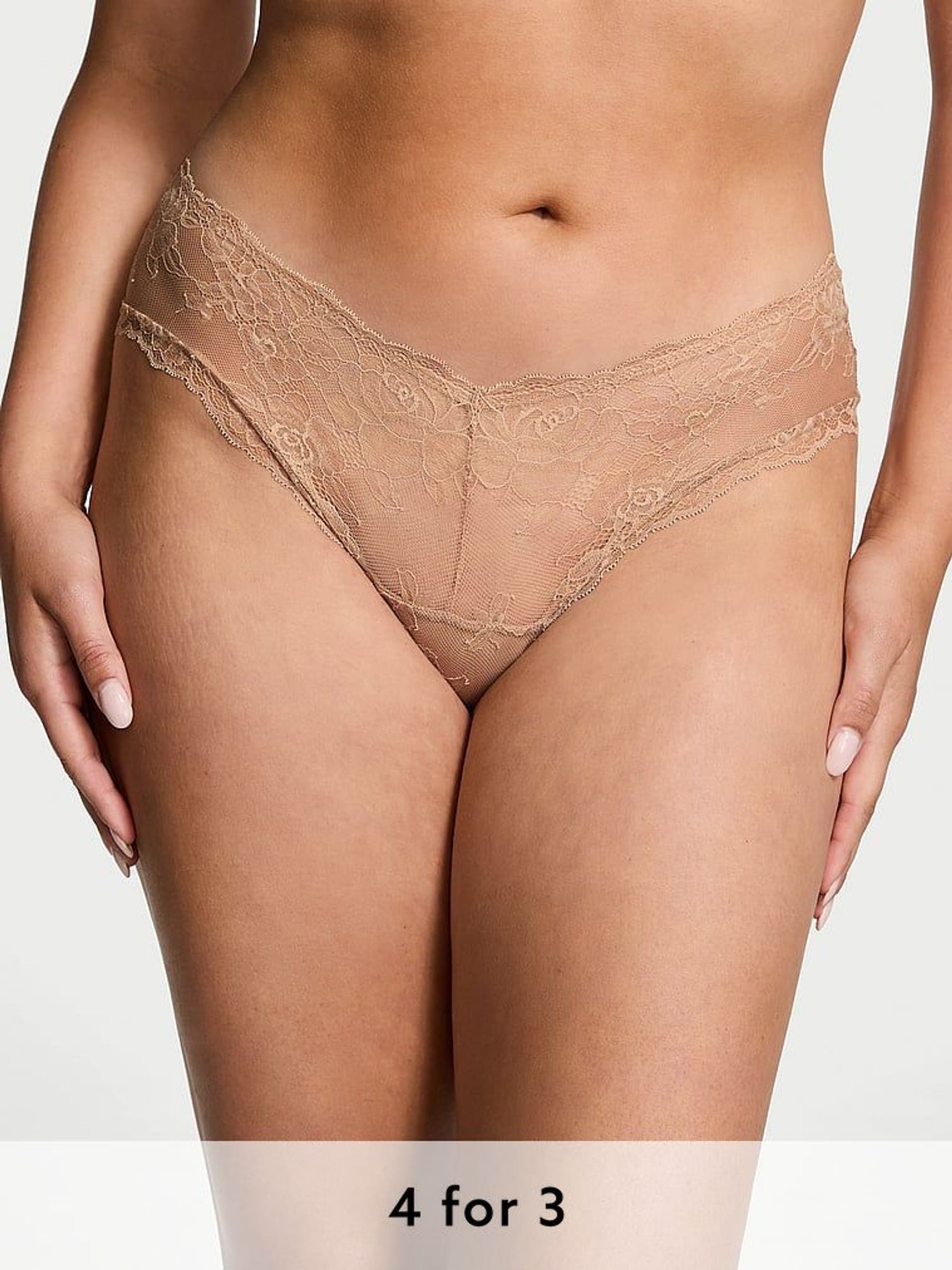 Praline Nude Cheeky Rose Lace Knickers (AV7570) | £18