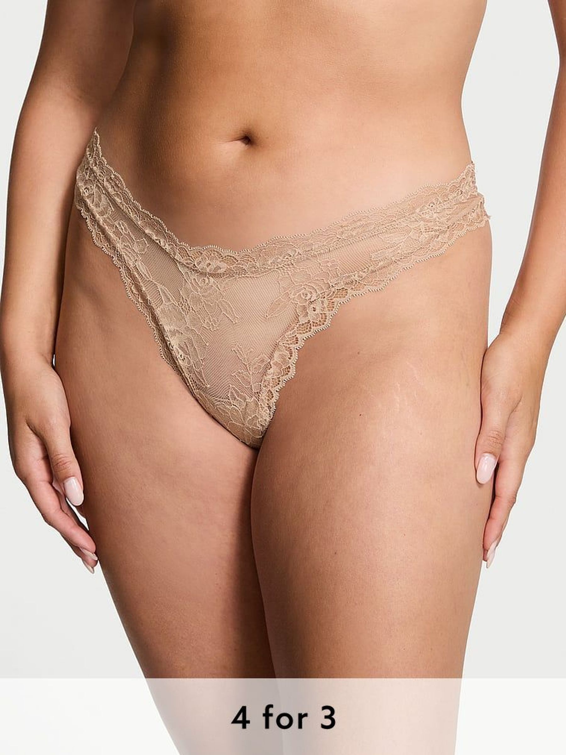 Praline Nude Thong Rose Lace Knickers (AV7591) | £18