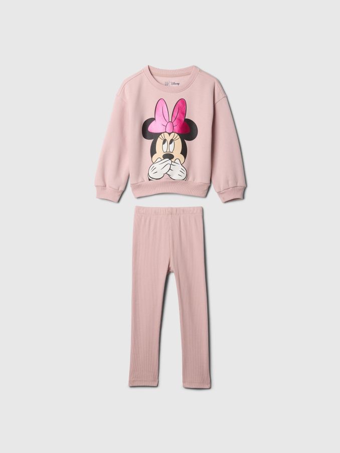 Pink Minnie Mouse Disney Crew Neck Sweatshirt and Leggings Set (6mths-5yrs) (AV8416) | £30
