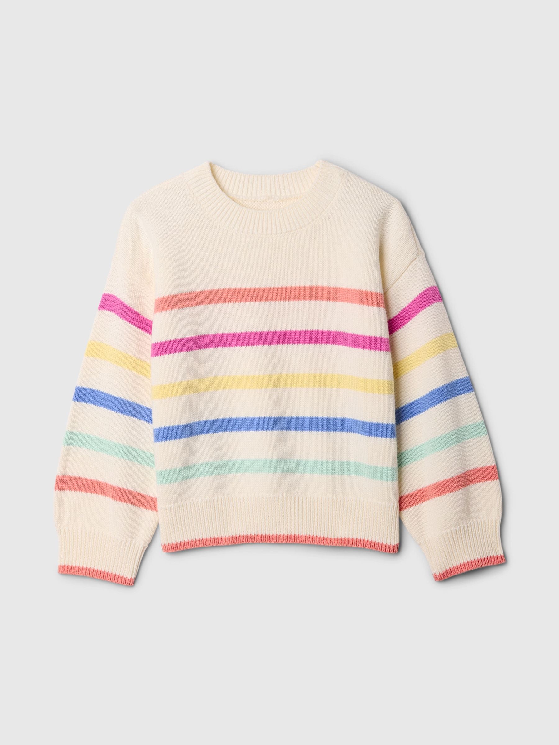 Cream Stripe Crew Neck Jumper (6mths-5yrs) (AV8421) | £10