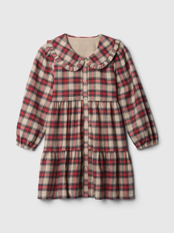 Red Tiered Flannel Shirt Dress (6mths-5yrs) (AV8430) | £25