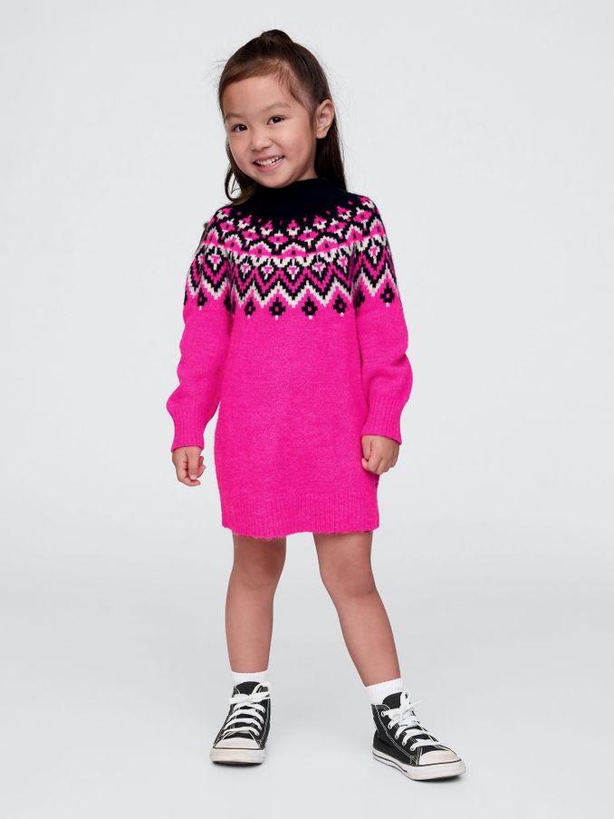 Pink Fair Isle Jumper Dress (6mths-5yrs) (AV8435) | £15