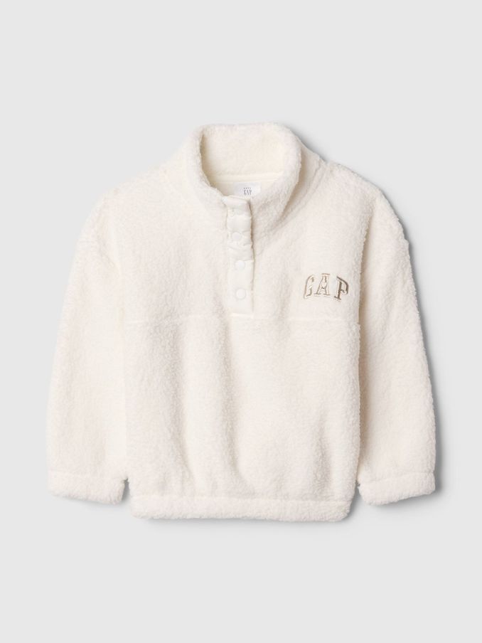 White Recycled Sherpa Quarter-Snap Fleece (6mths-5yrs) (AV8441) | £15