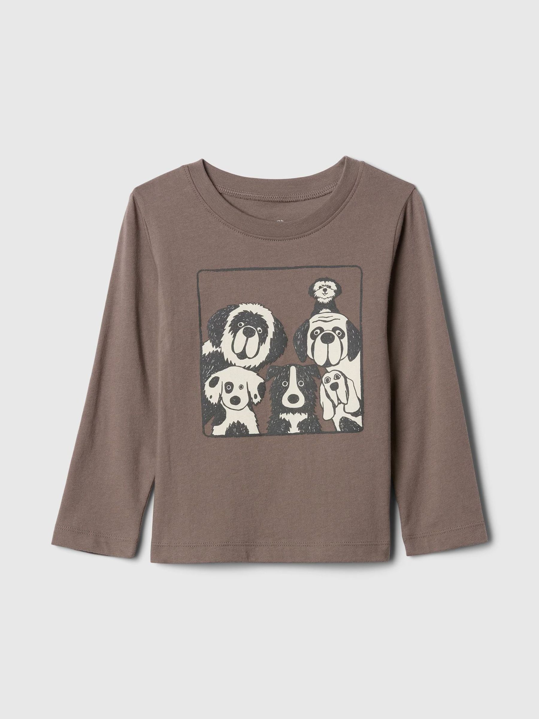 Brown Long Sleeve Crew Neck Graphic T-Shirt (6mths-5yrs) (AV8478) | £5