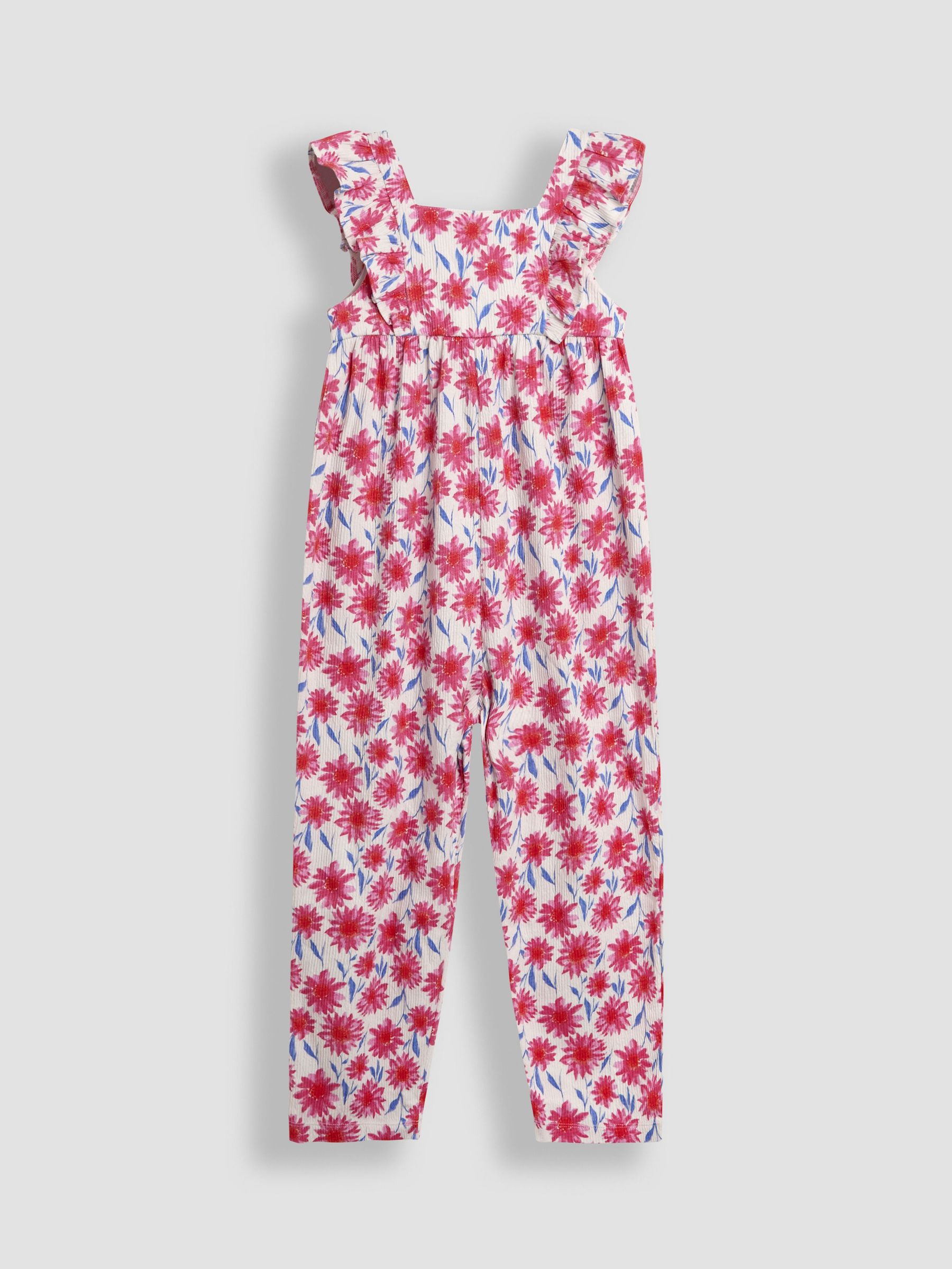 Bright Pink Floral Ruffle Front Jumpsuit (AW0094) | £25 - £26
