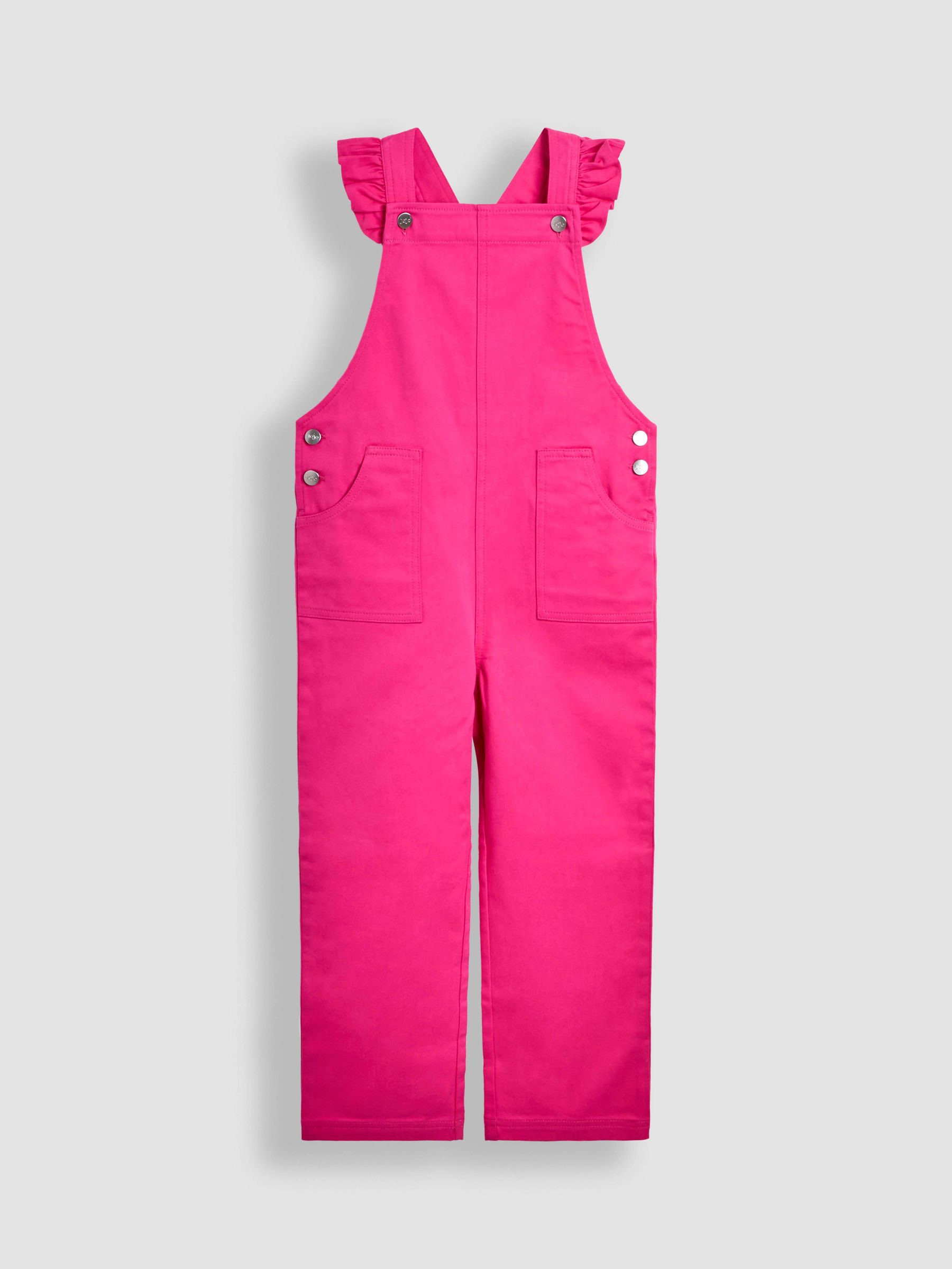 Fuchsia Pink Frill Shoulder Dungarees (AW0105) | £28 - £29