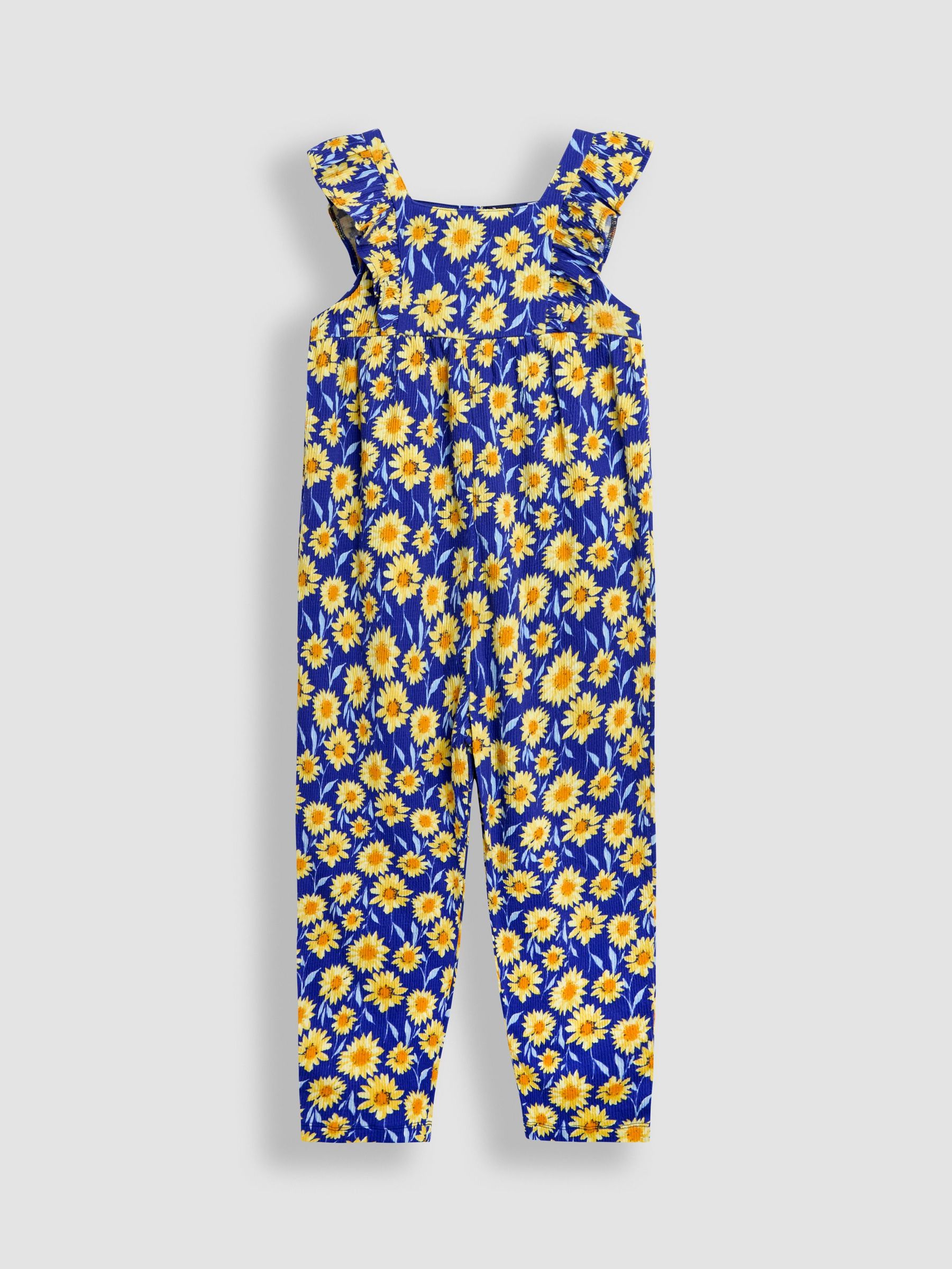 Navy Sunflower Ruffle Front Jumpsuit (AW0115) | £25 - £26