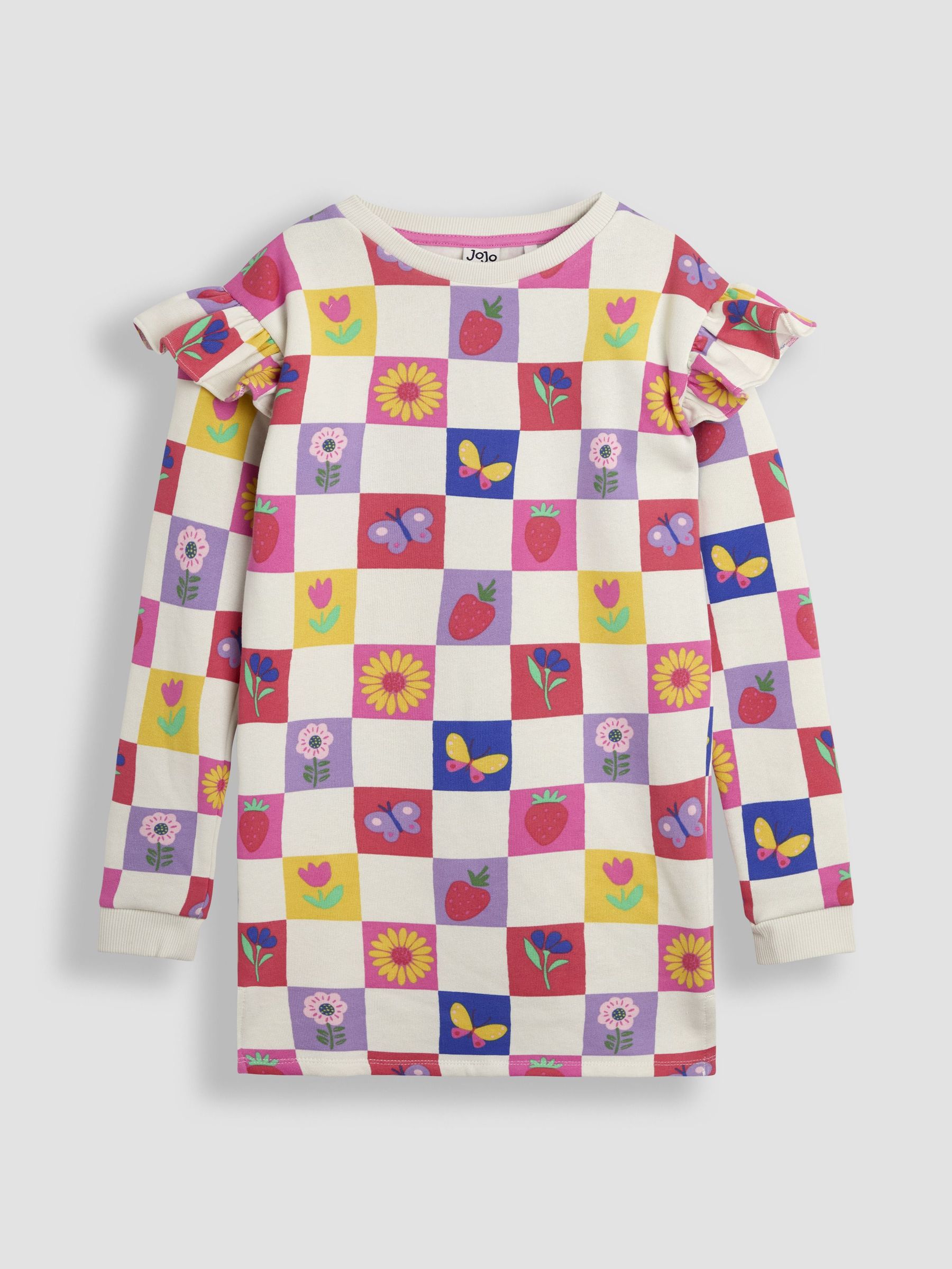 Cream Garden Checkered Sweat Dress (AW0116) | £26 - £27