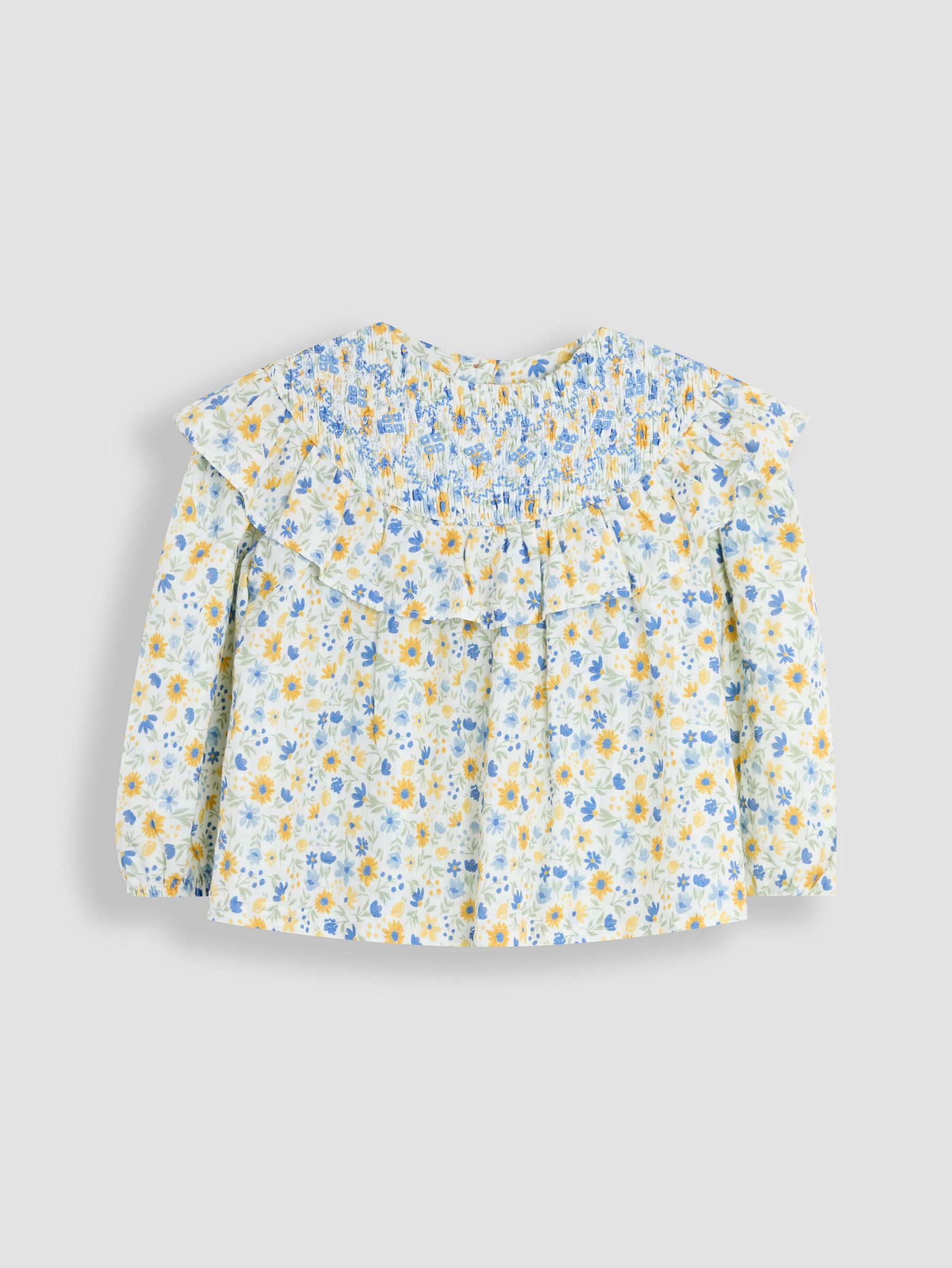 White Sunflower Smocked Ruffle Blouse (AW0129) | £22 - £23