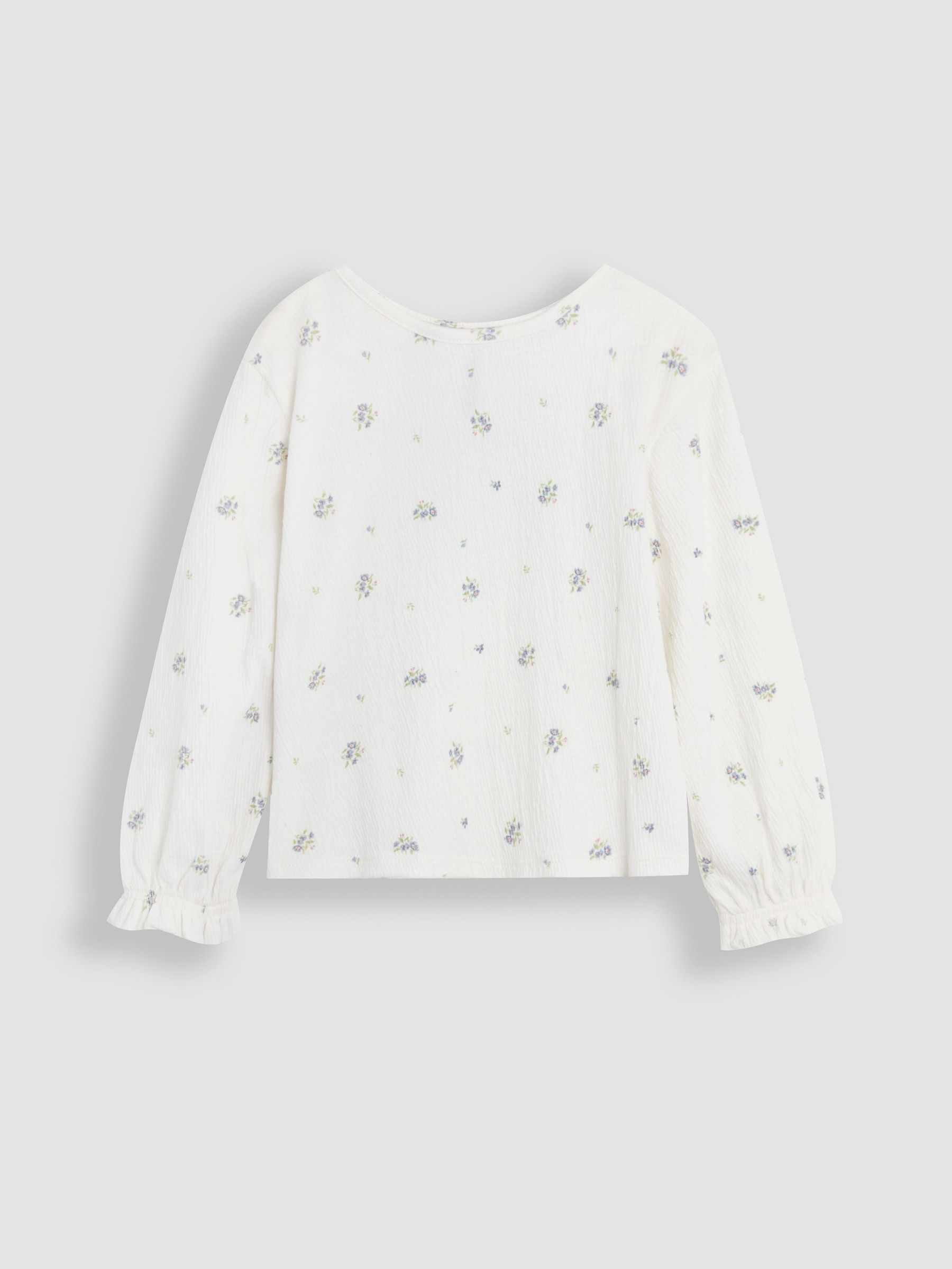 Cream Floral Frill Cuff Top (AW0136) | £16 - £17