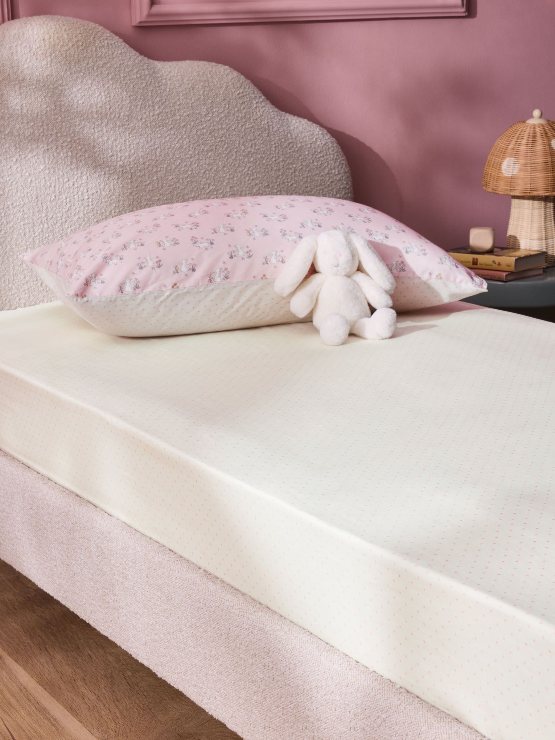 Pink Fitted Polka Dot 180 Thread Count Fitted Sheet (AW0645) | £15 - £20