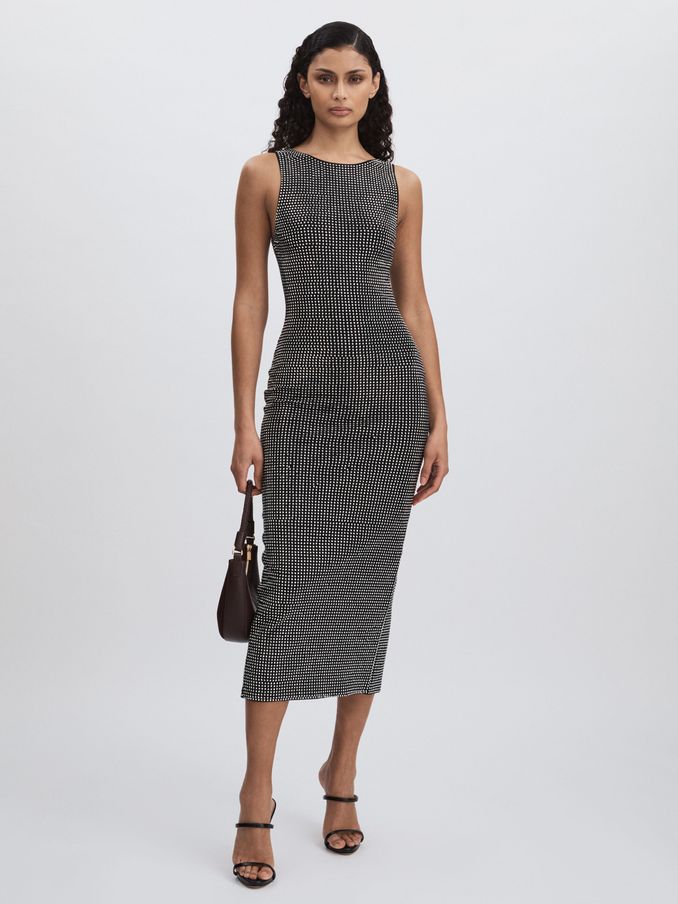 Crystal Bodycon Dress in Black (AW1287) | £293