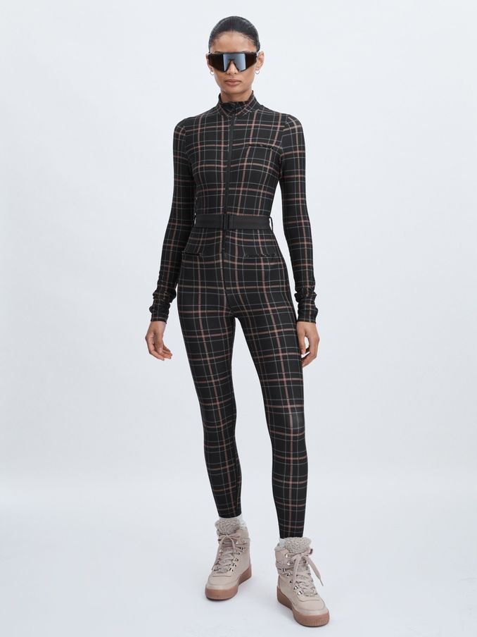 The Upside Belted Check Jumpsuit in Black Check (AW1386) | £118
