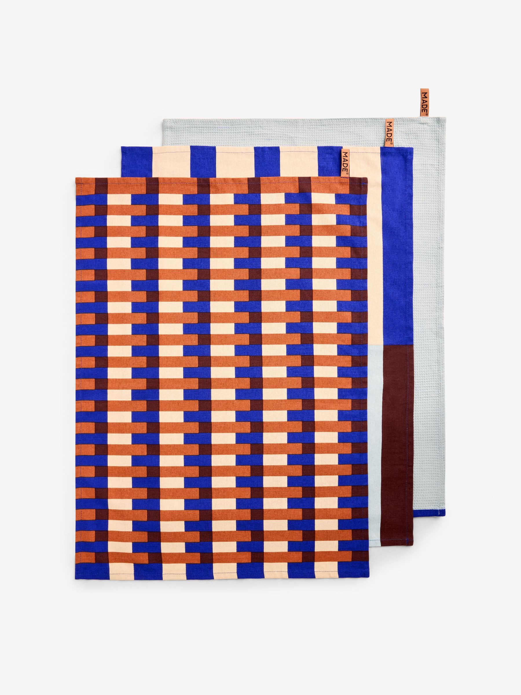 Set of 3 Terri Tea Towels in Brown (AW1479) | £18