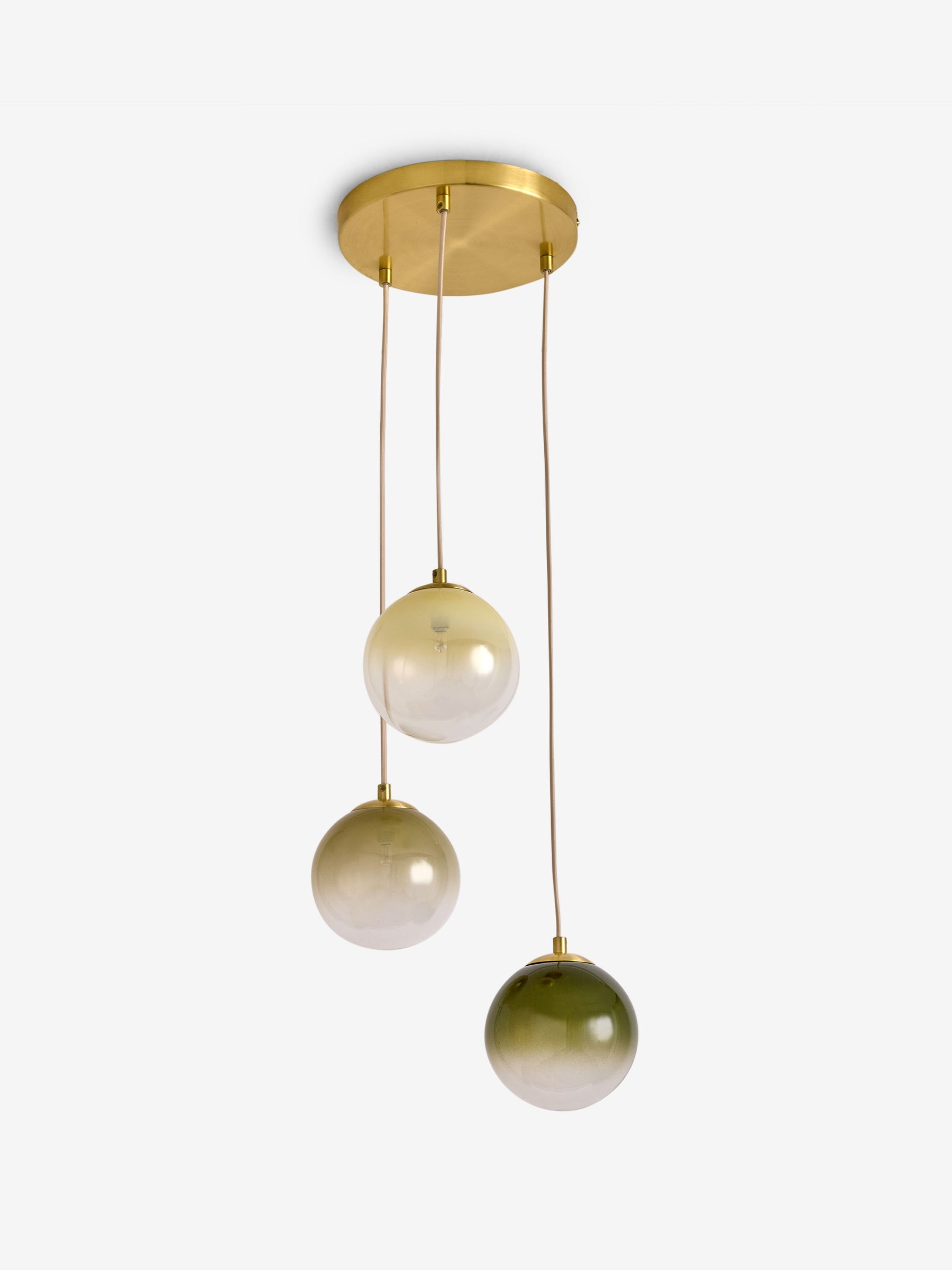 Globe 3 Light Ceiling in Brass/Green Ombre (AW2662) | £139