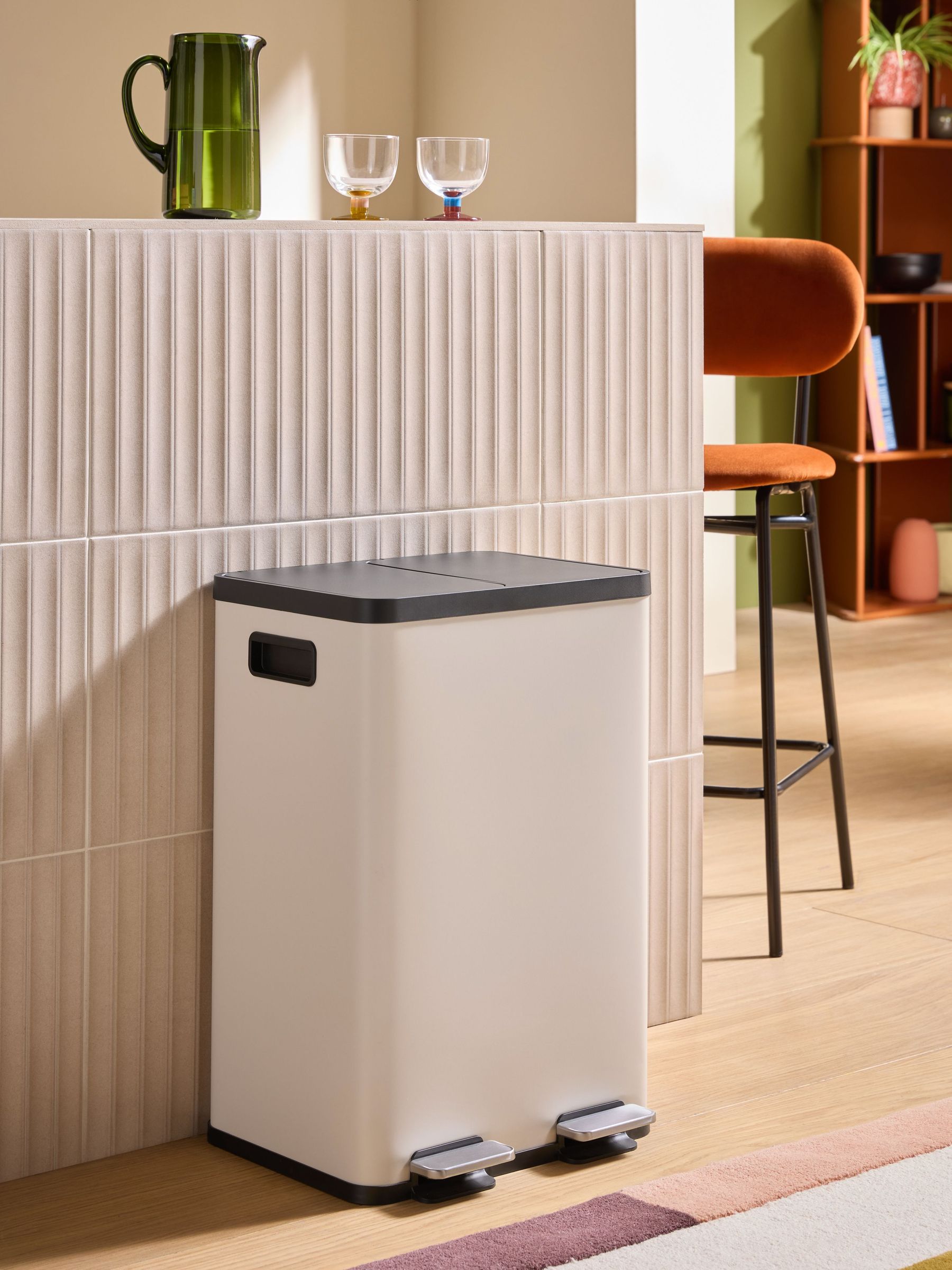 Malik 40 Litre Soft Close Pedal Bin in Cream (AW2684) | £85