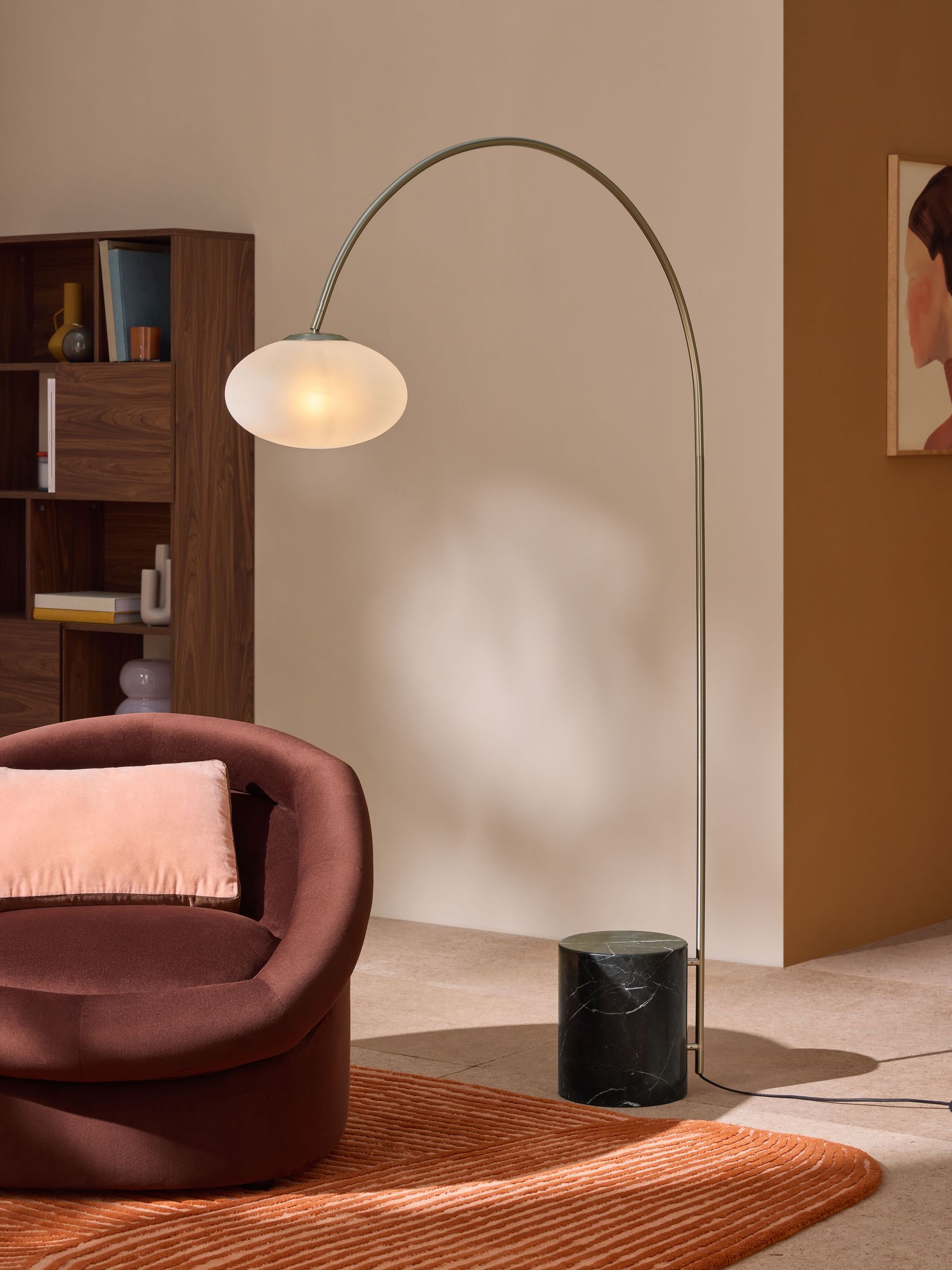 Caleb Marble Floor Lamp in Silver/Frosted (AW2689) | £299