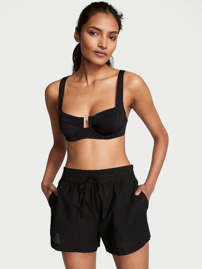 Black Linen Cover Up Shorts (AW3191) | £29