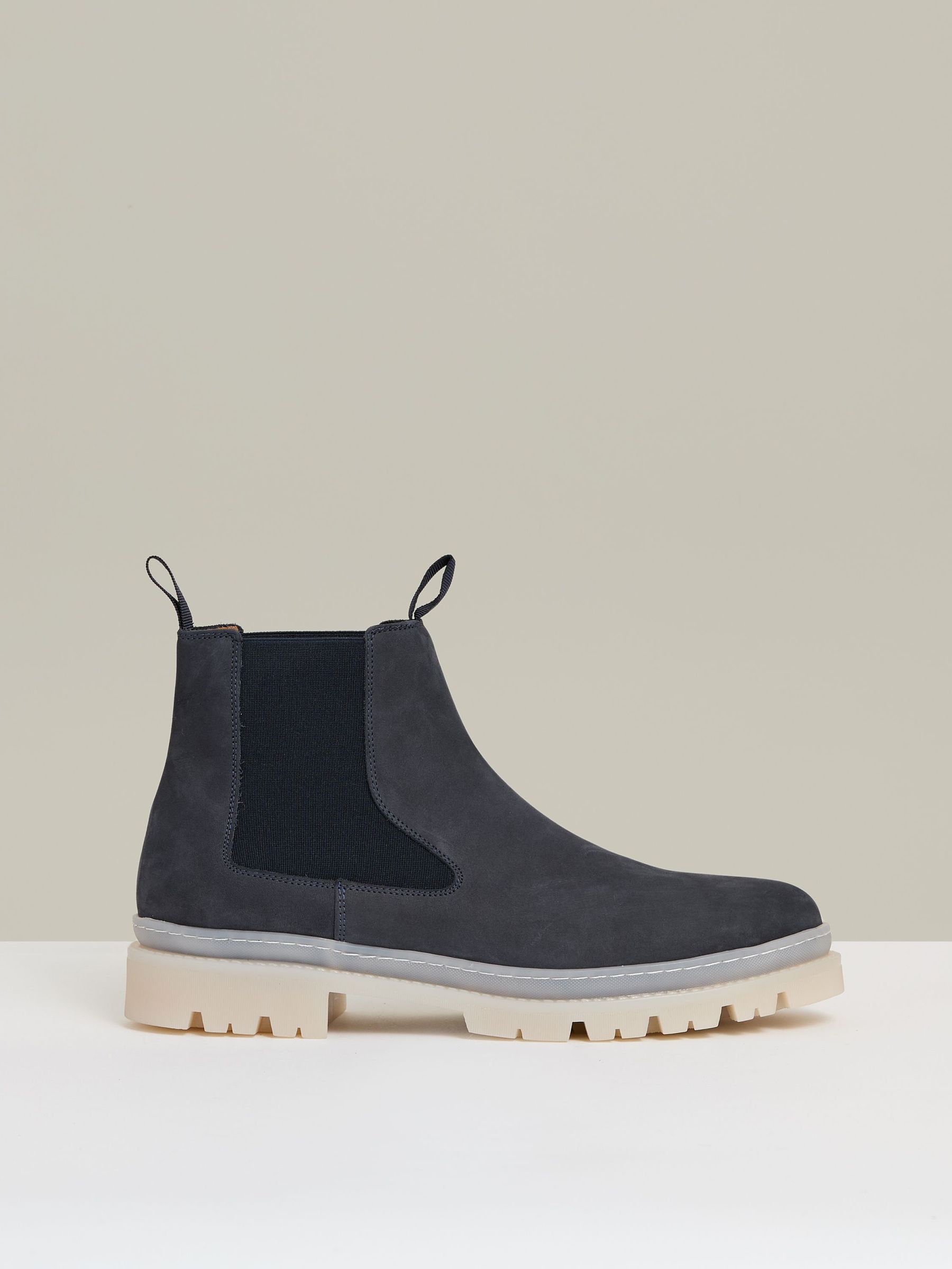 Suede Contrast Sole Chelsea Boots in Dark Navy (AW3970) | £218