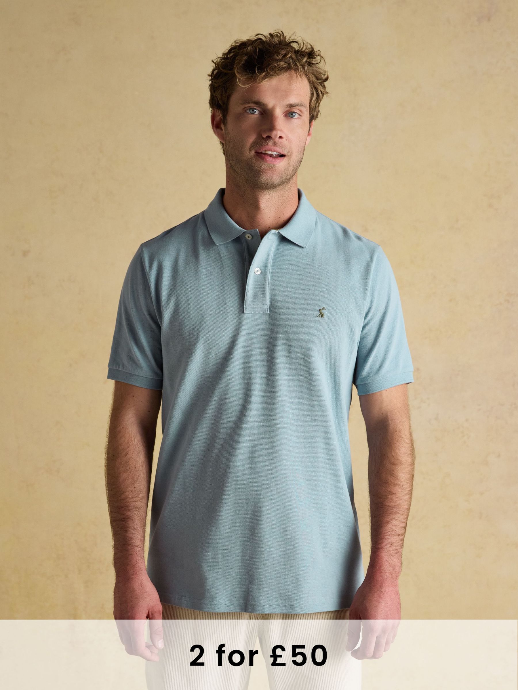 Woody Dusty Blue Cotton Pique Polo Shirt (AW4433) | £30
