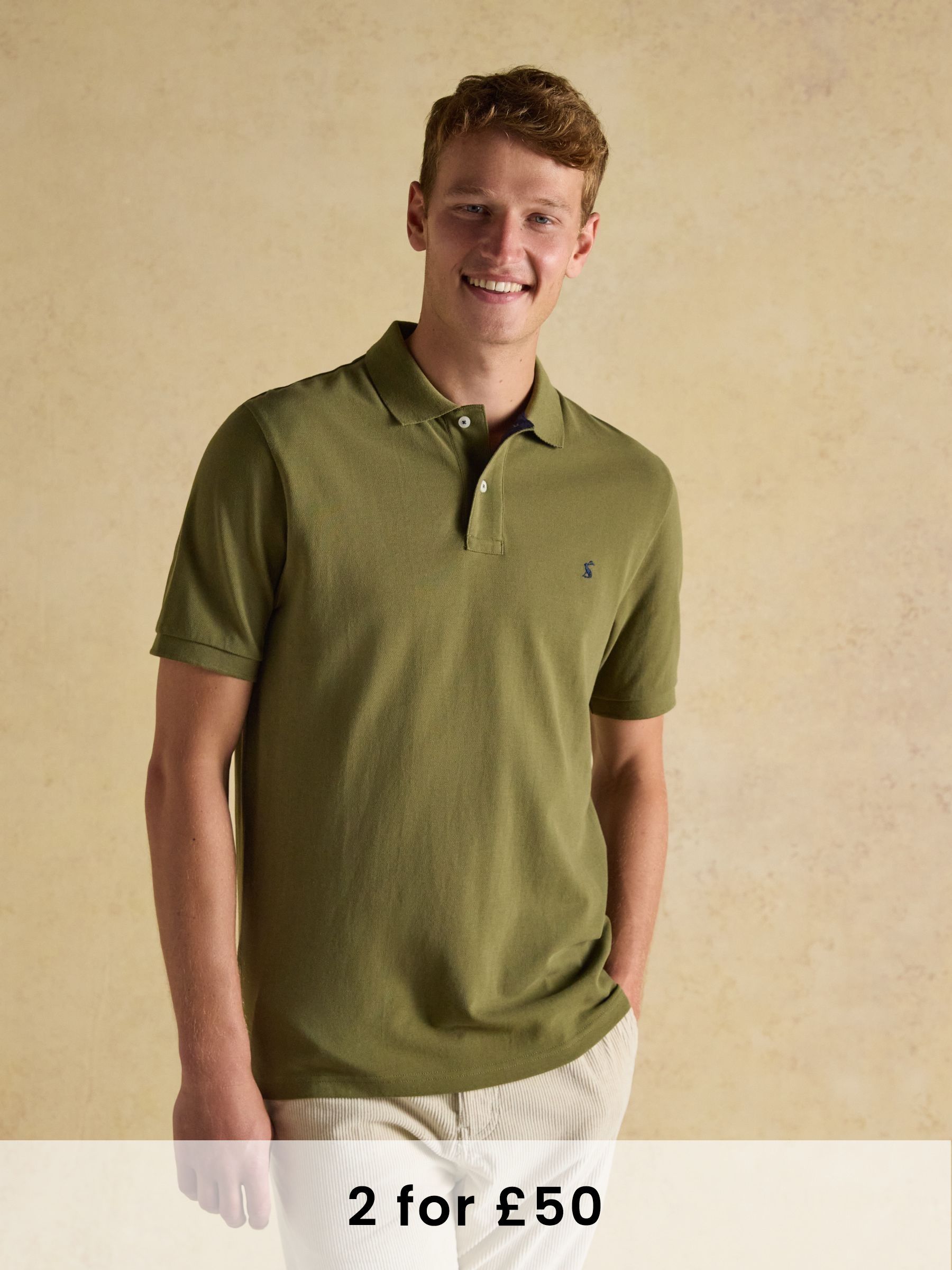 Woody Khaki Green Cotton Pique Polo Shirt (AW4444) | £30