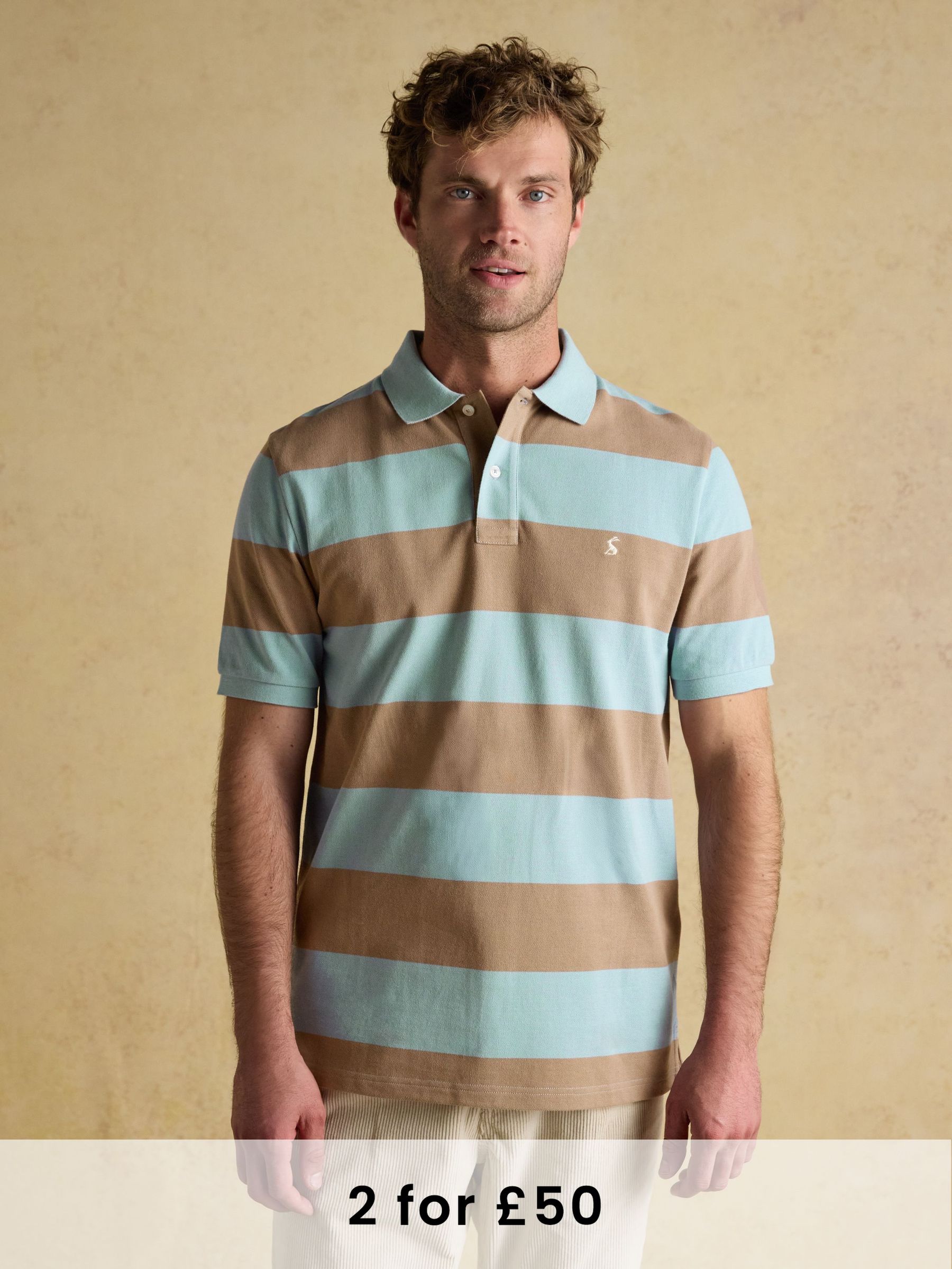 Woody Blue/Brown Cotton Pique Polo Shirt (AW4457) | £35