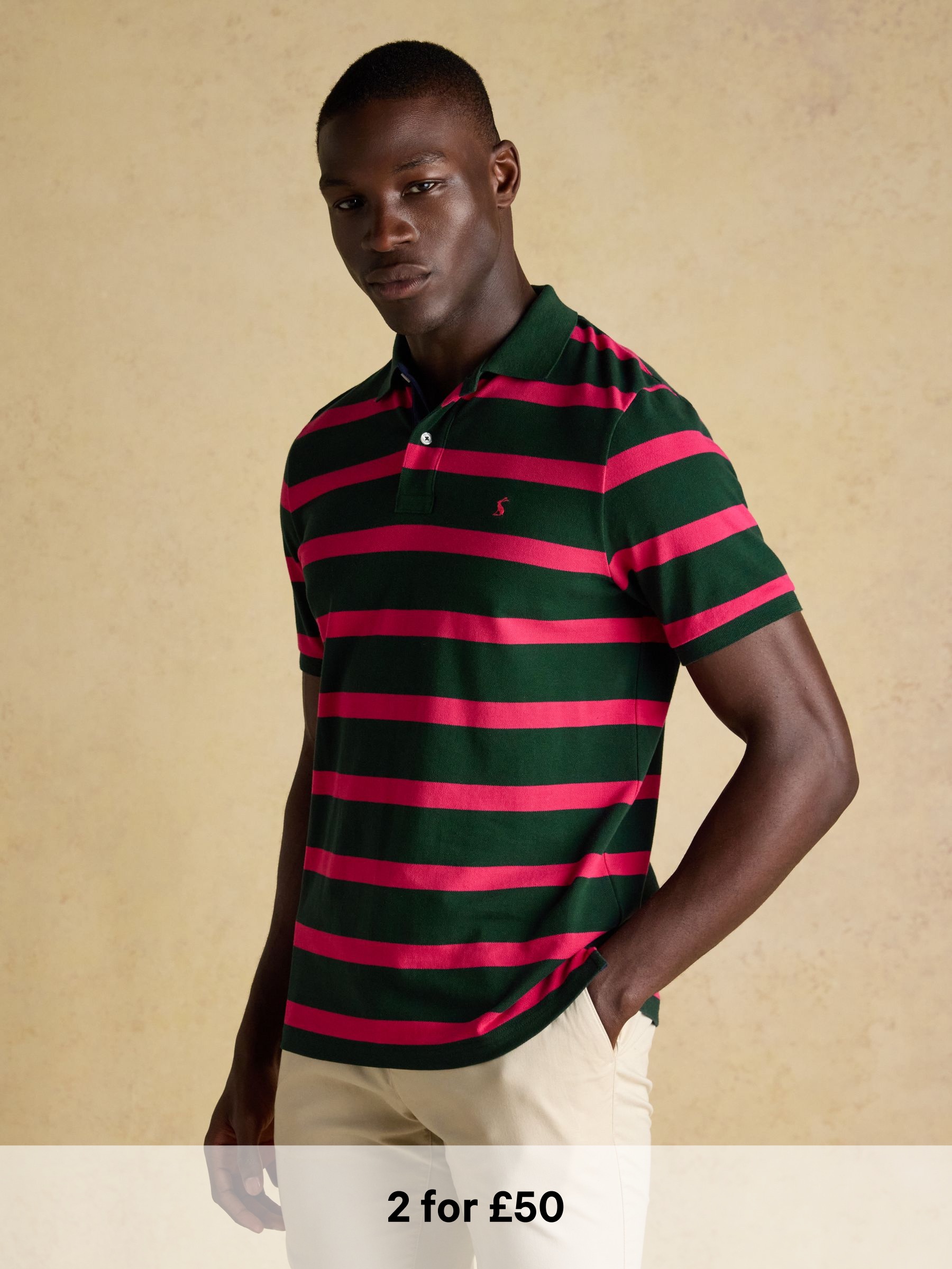 Woody Green & Pink Cotton Pique Polo Shirt (AW4460) | £35