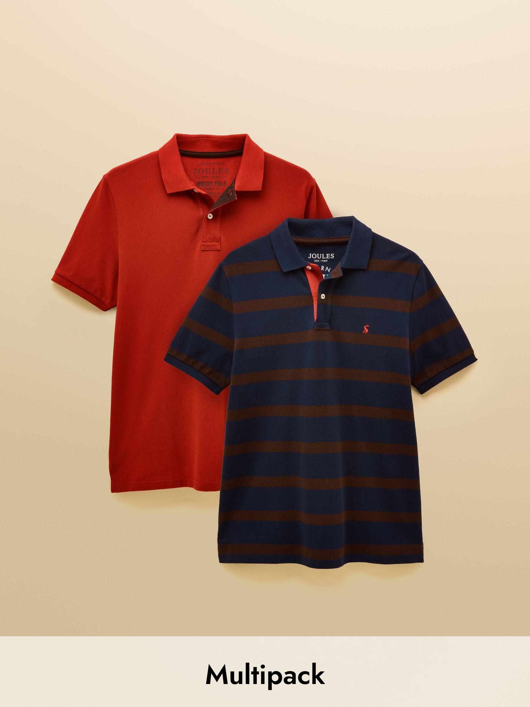 Woody Orange & Brown Stripe Polo Shirts 2 Pack (AW4476) | £50