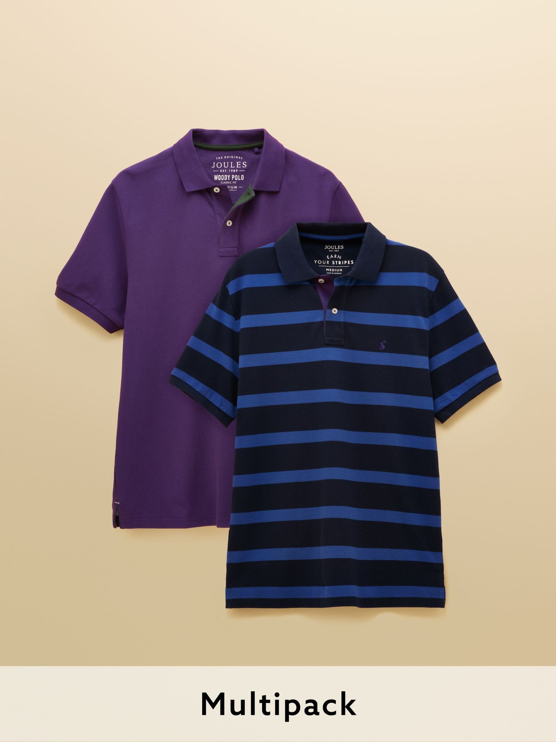 Woody Purple & Blue Stripe Polo Shirts 2 Pack (AW4477) | £50