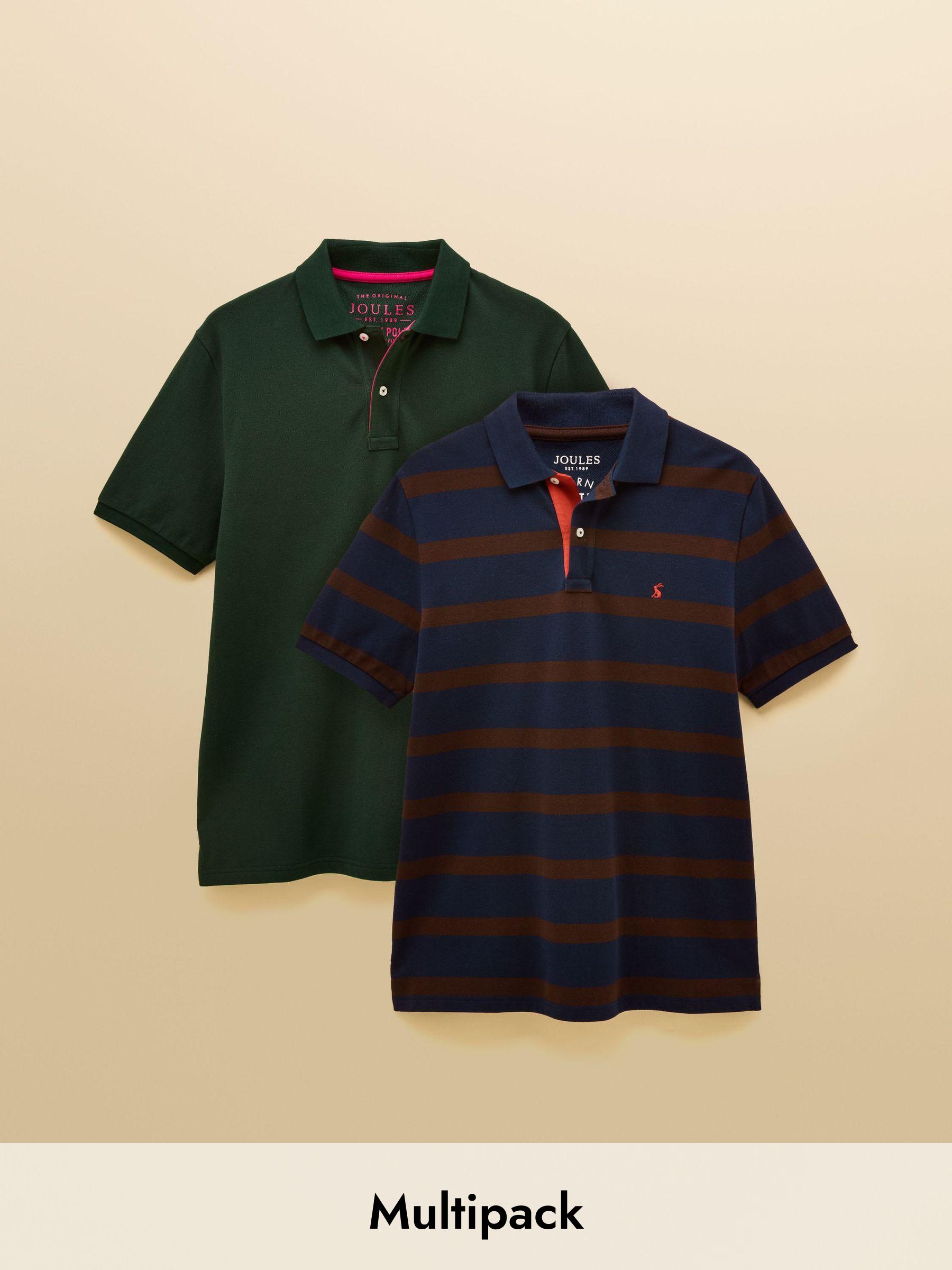 Woody Green & Burgundy Stripe Polo Shirts 2 Pack (AW4478) | £50