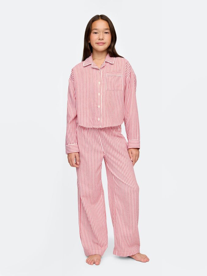 Red Matching Family Kids Christmas Stripe Pyjamas (6-13yrs) (AW4511) | £18