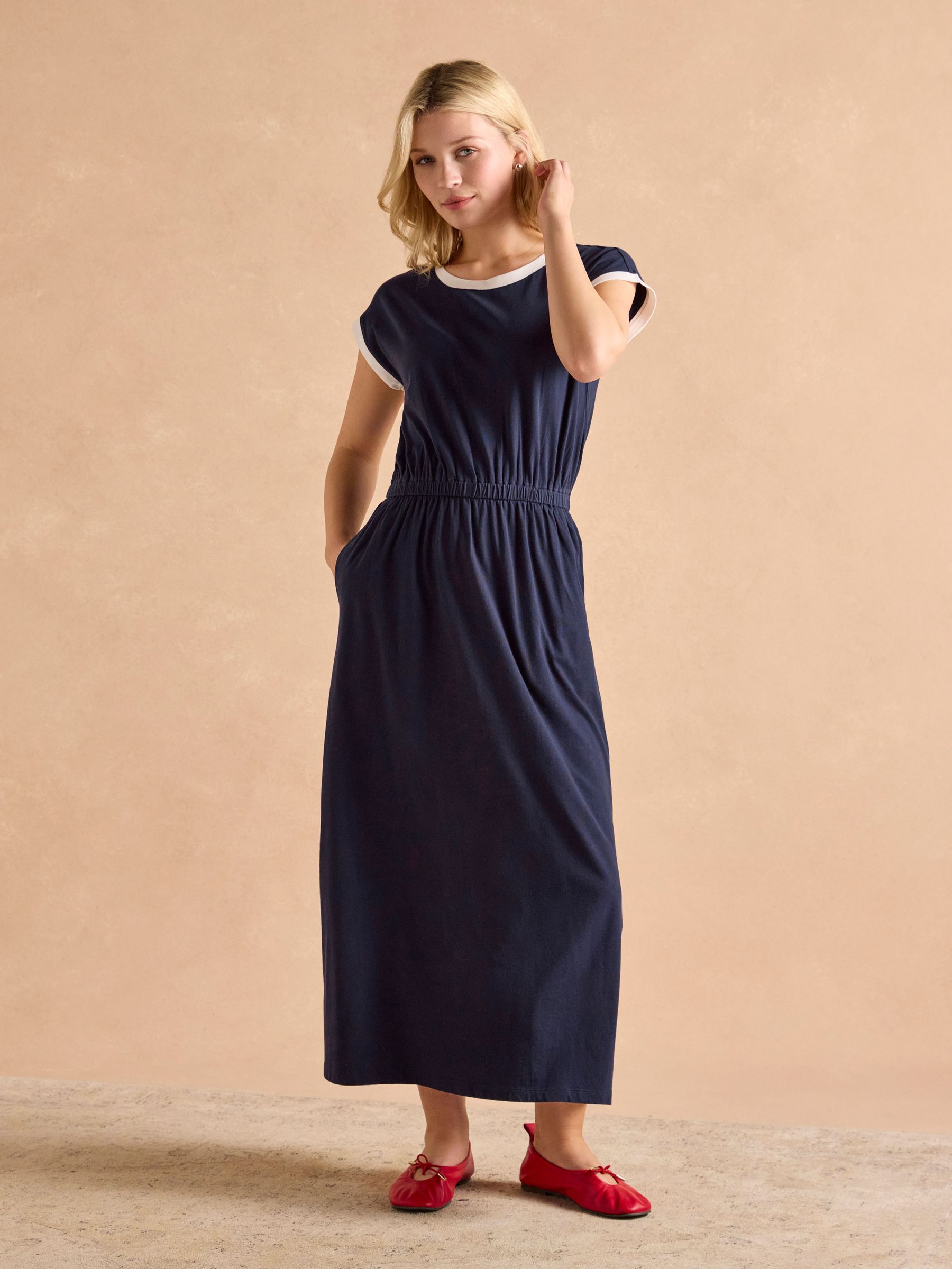 Adeena Navy Jersey Maxi Dress (AW5096) | £49