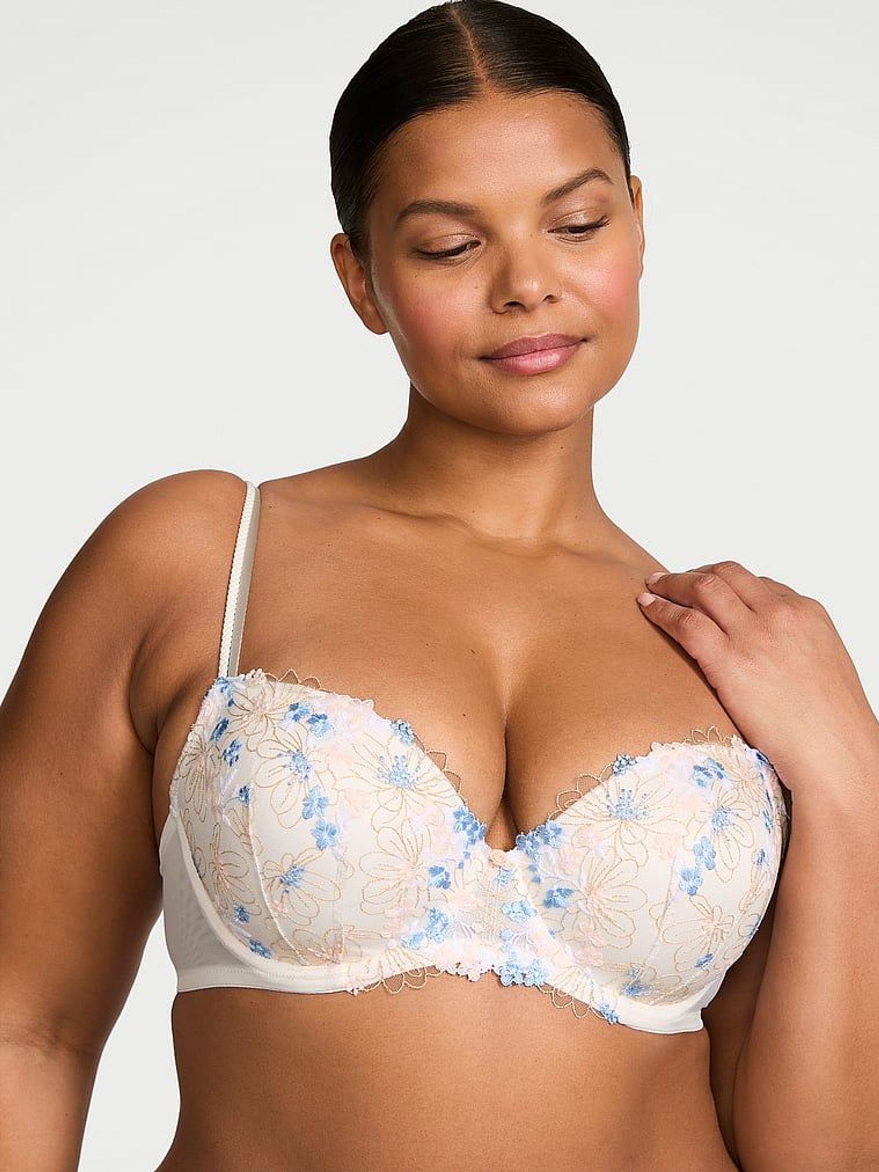Bloom Blue Lightly Lined Demi Wildflower Embroidery Bra (AW5506) | £69