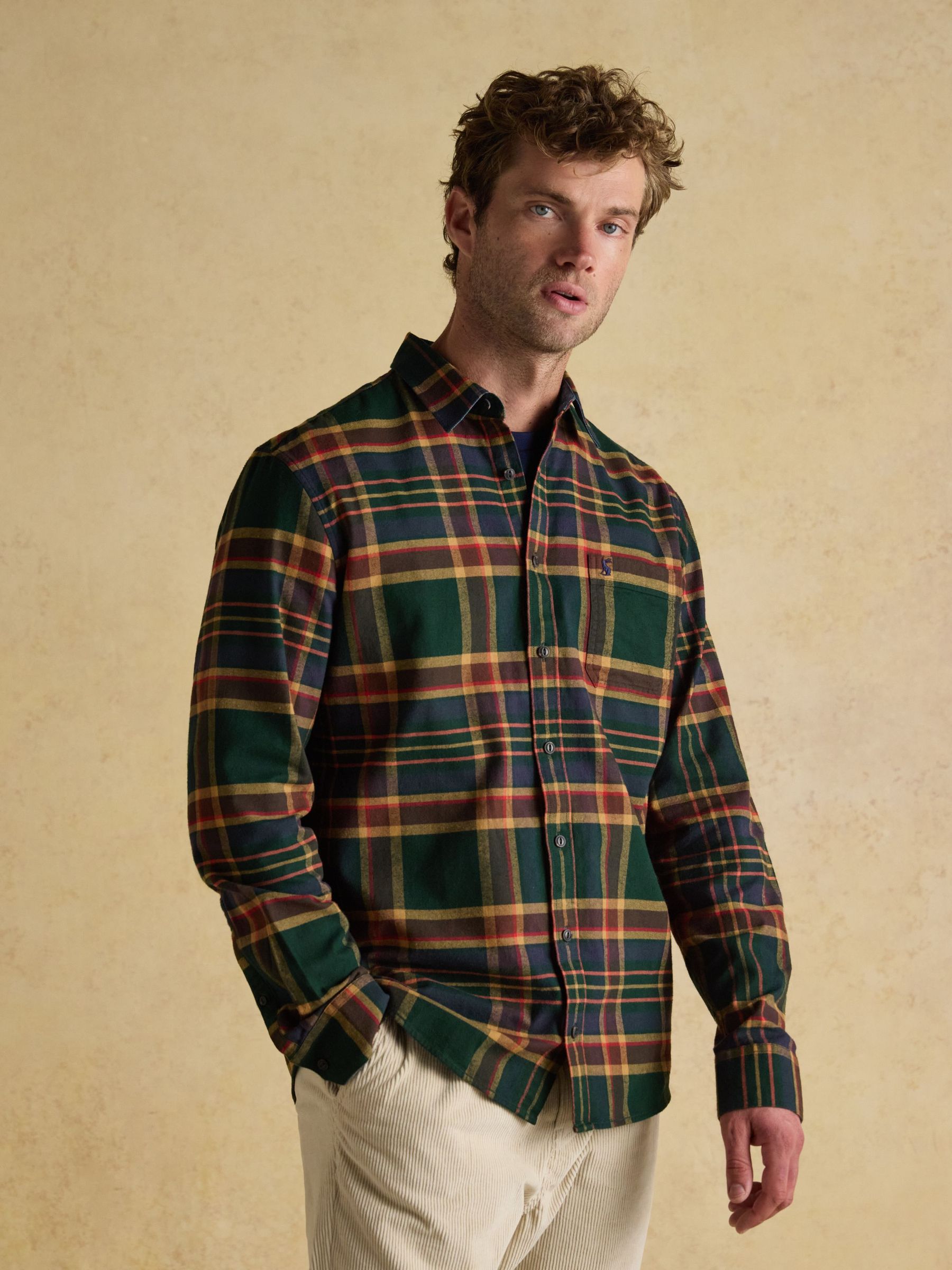 Brushed Flannel Green Check Cotton Shirt