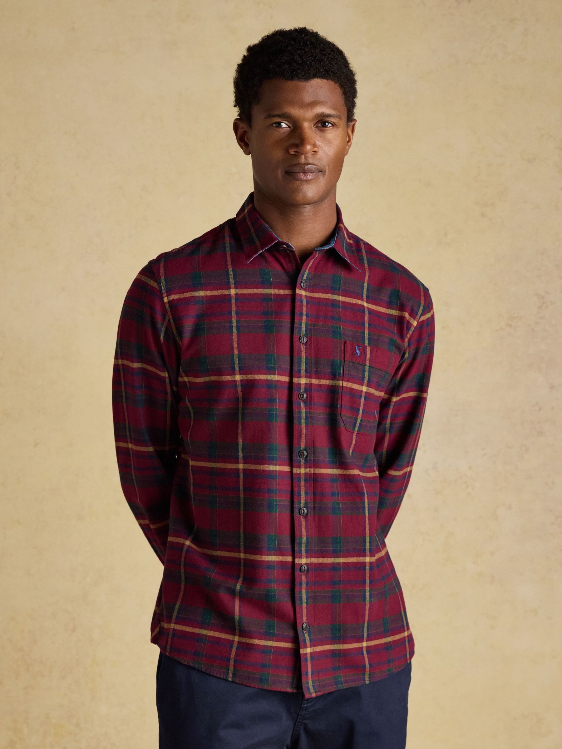 Brushed Flannel Burgundy Red Check Cotton Shirt