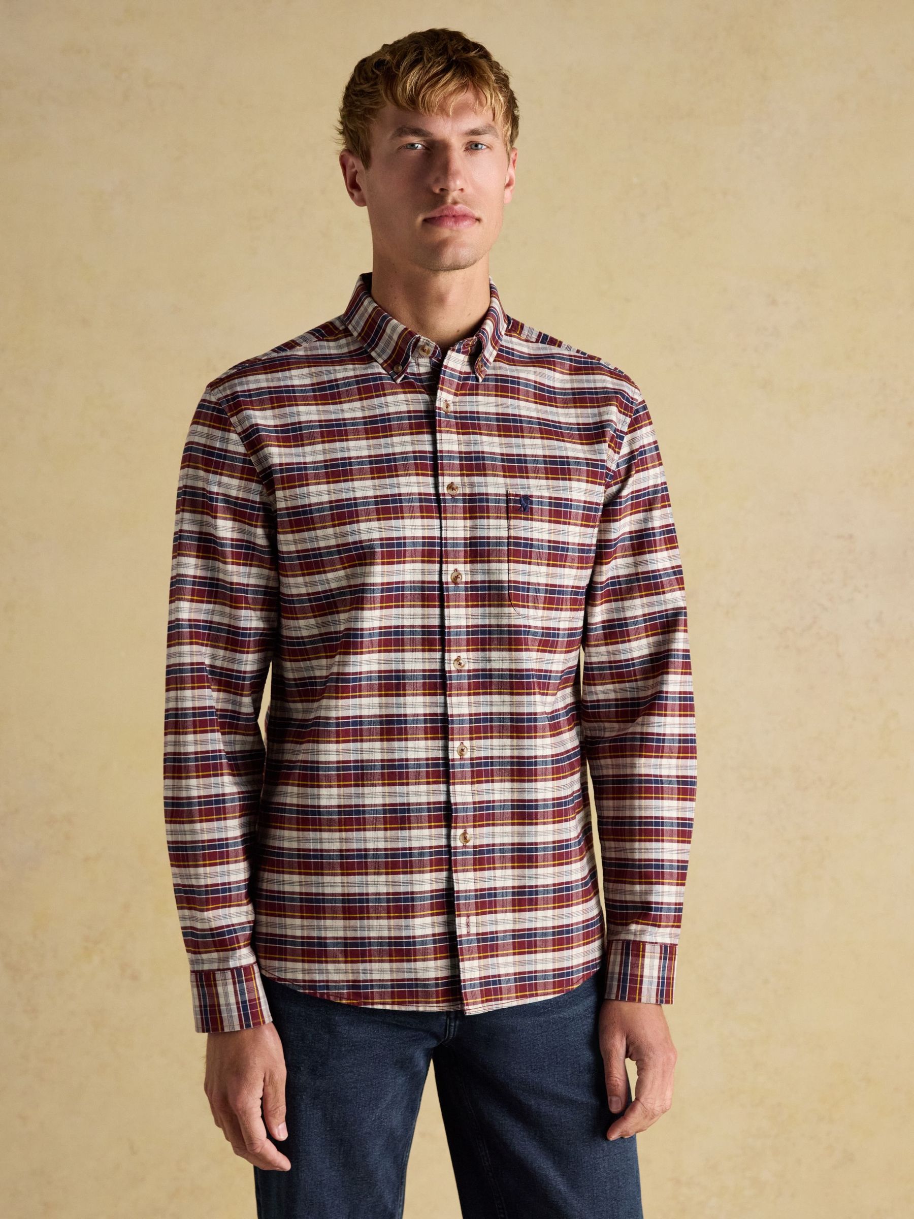 Oxford Classic Fit Red Check Long Sleeve Cotton Shirt